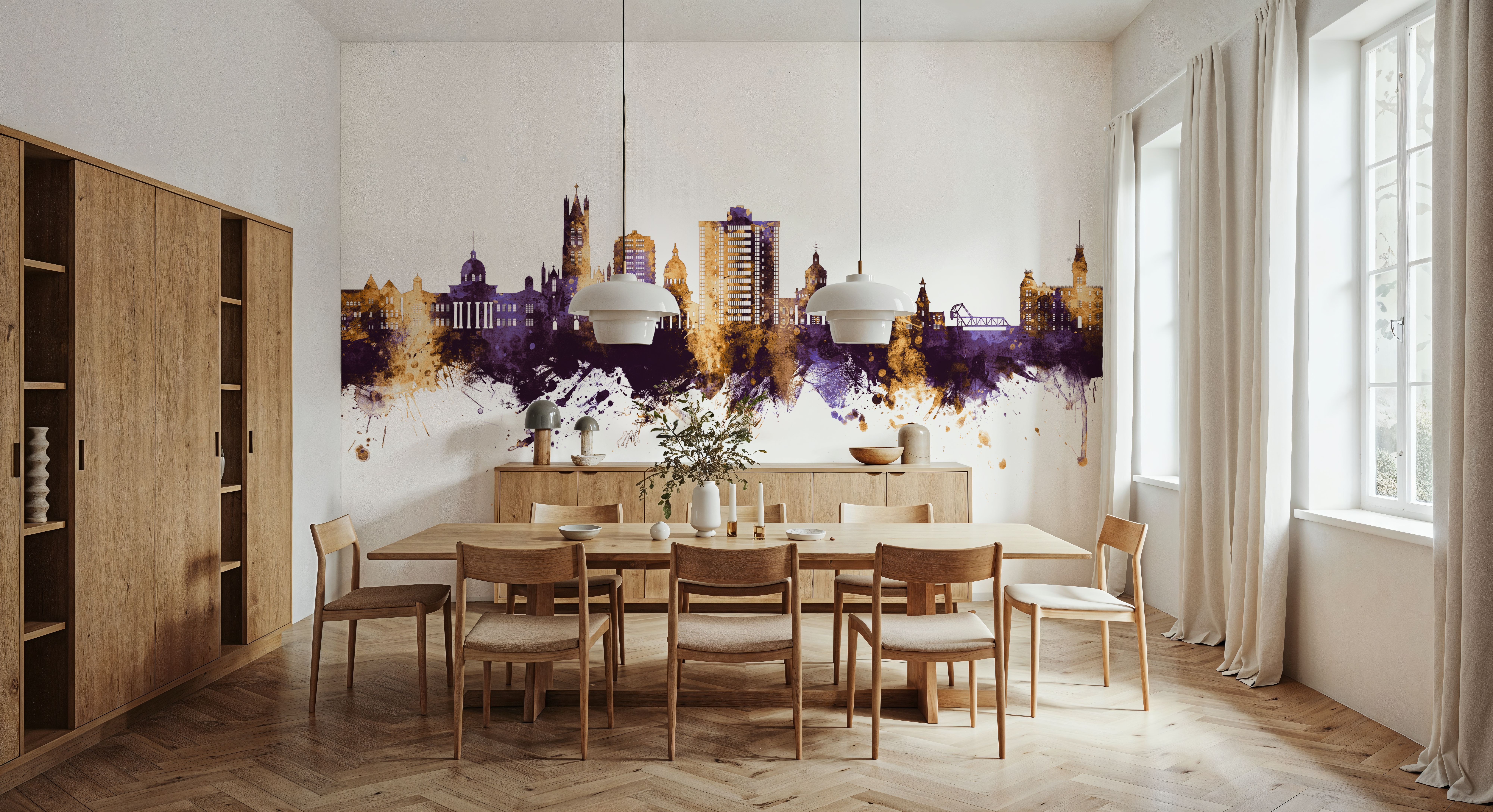 Kingston Canada Skyline Purple & Gold , Tapet