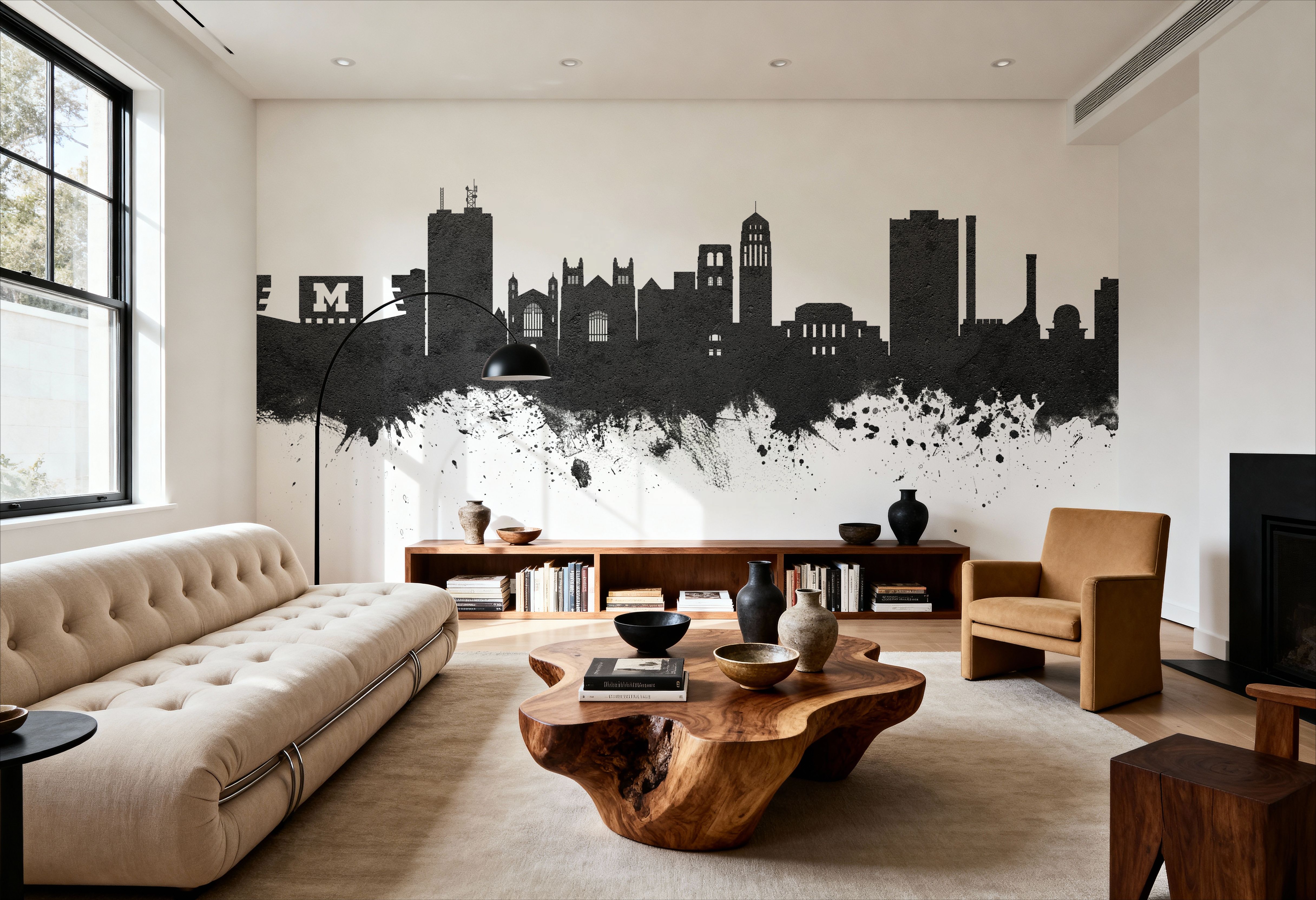 Ann Arbor Michigan Skyline Black & White