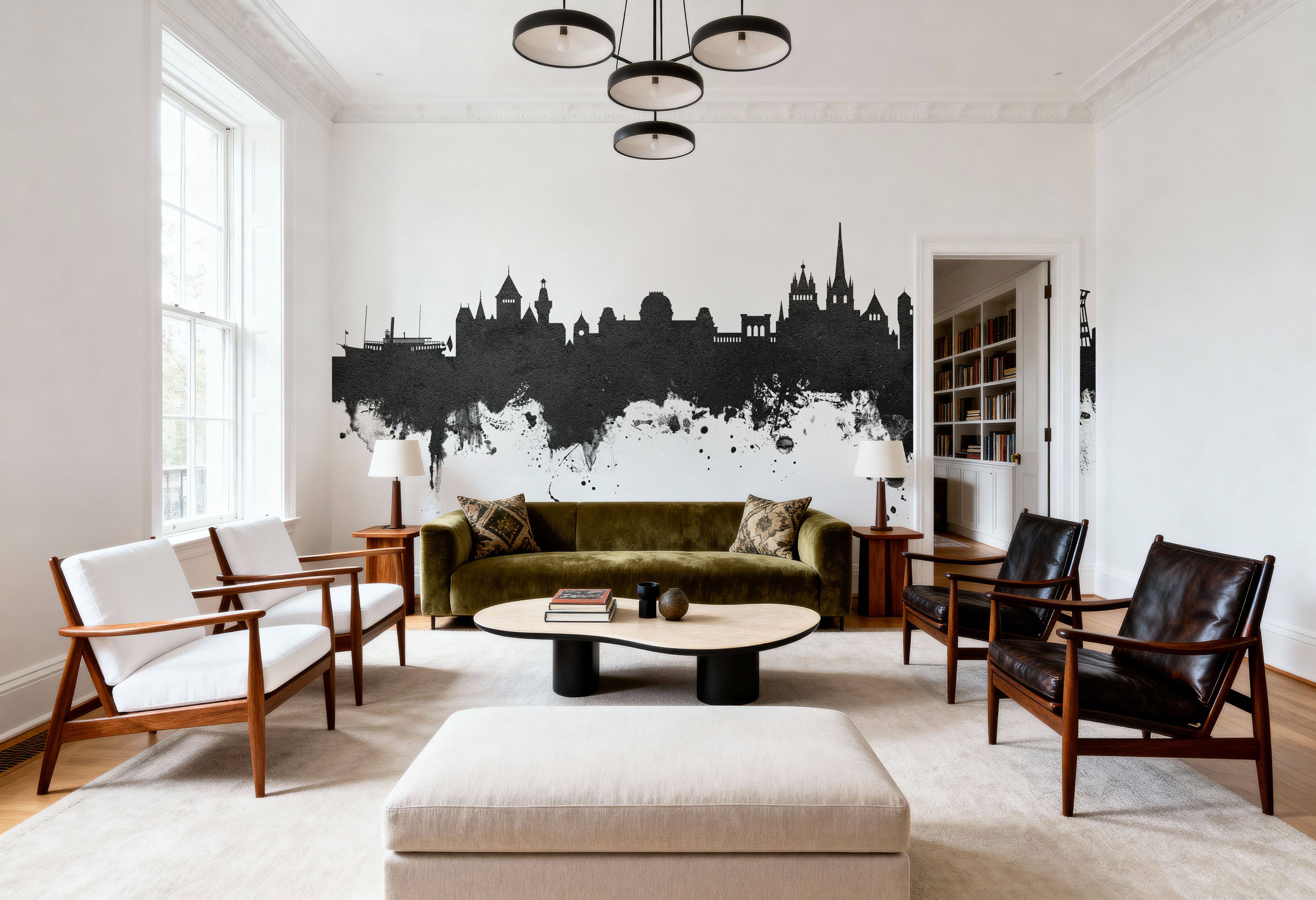 Lausanne Switzerland Skyline Black & White