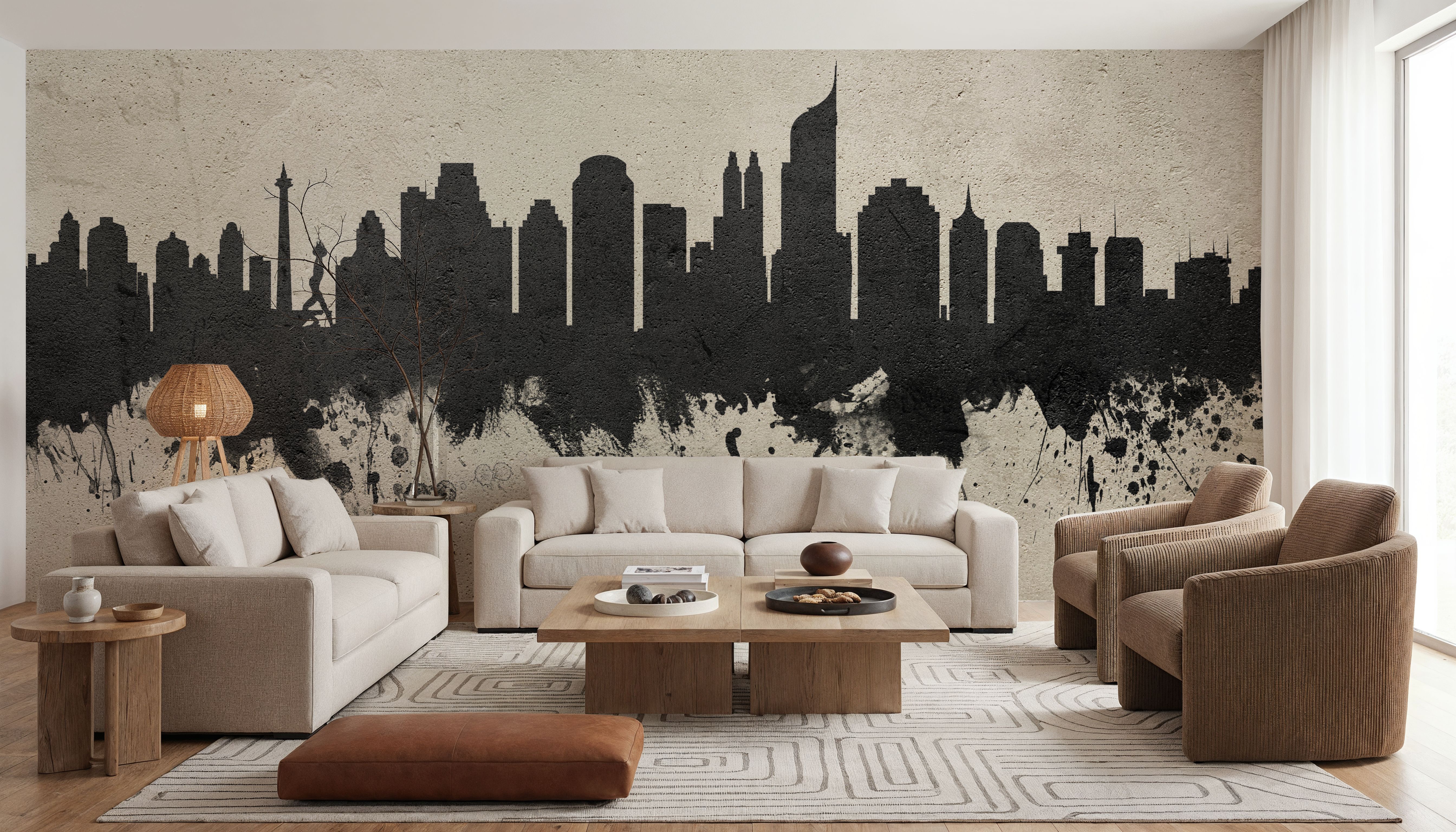 Jakarta Skyline Indonesia Concrete, Tapet