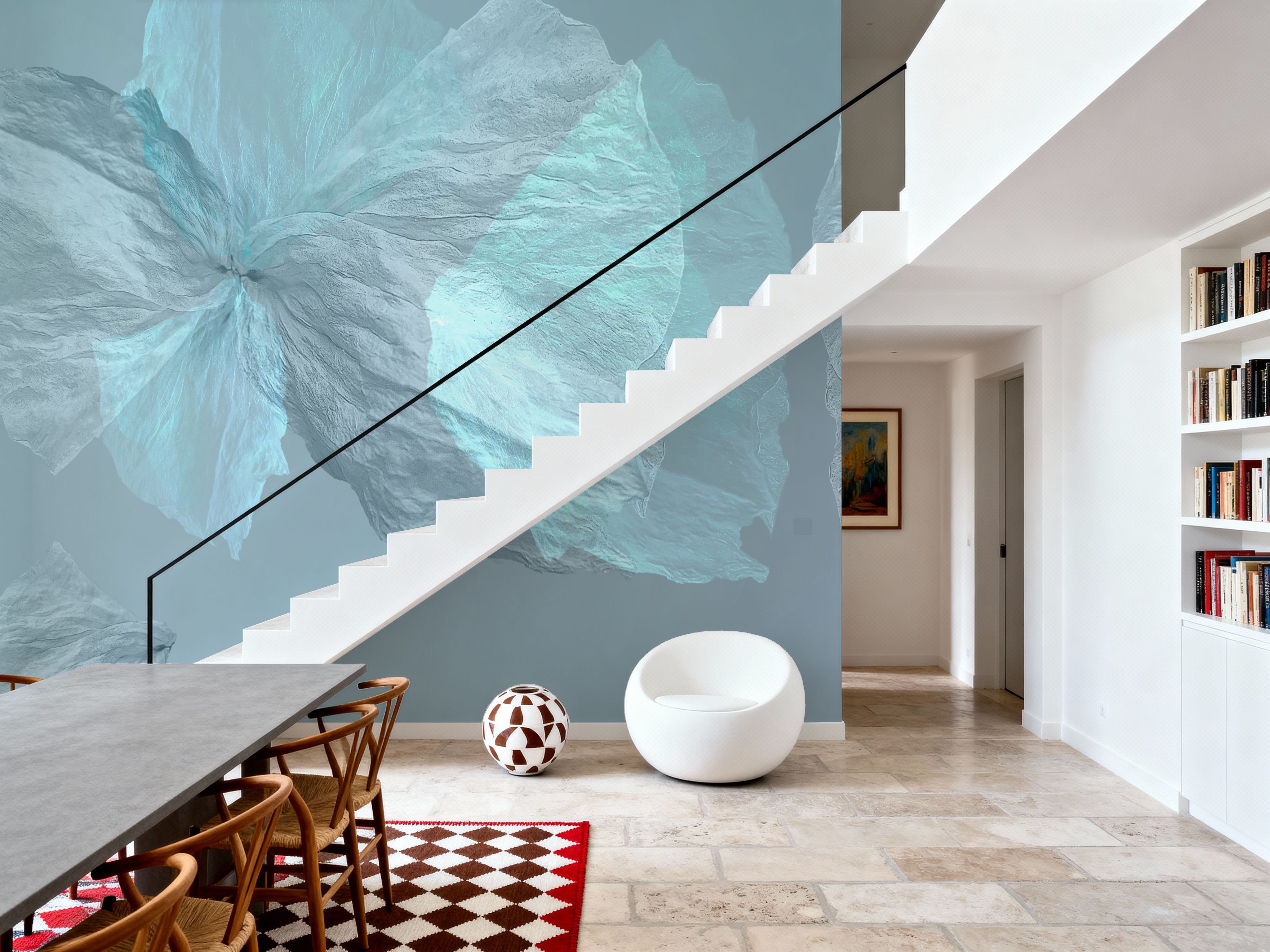 Wall Mural - Blue Petals - Abstract Floral mural wallpaper - Offices - Wallism US - Premium, Textured or Peel & Stick