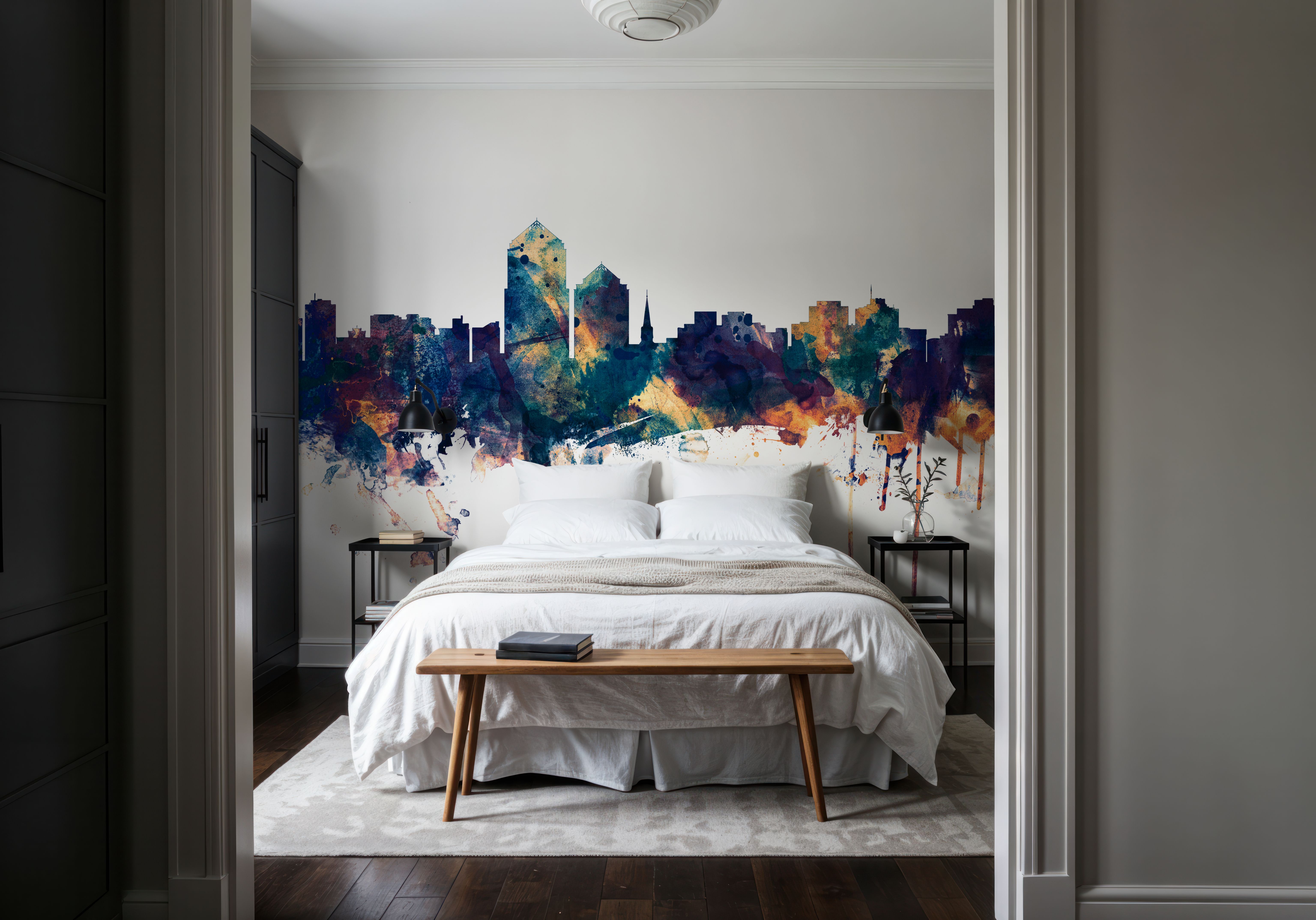 Albuquerque New Mexico Skyline Blue & Bronze