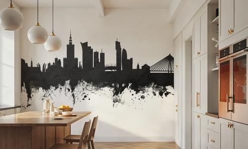 Warsaw Poland Skyline Black & White