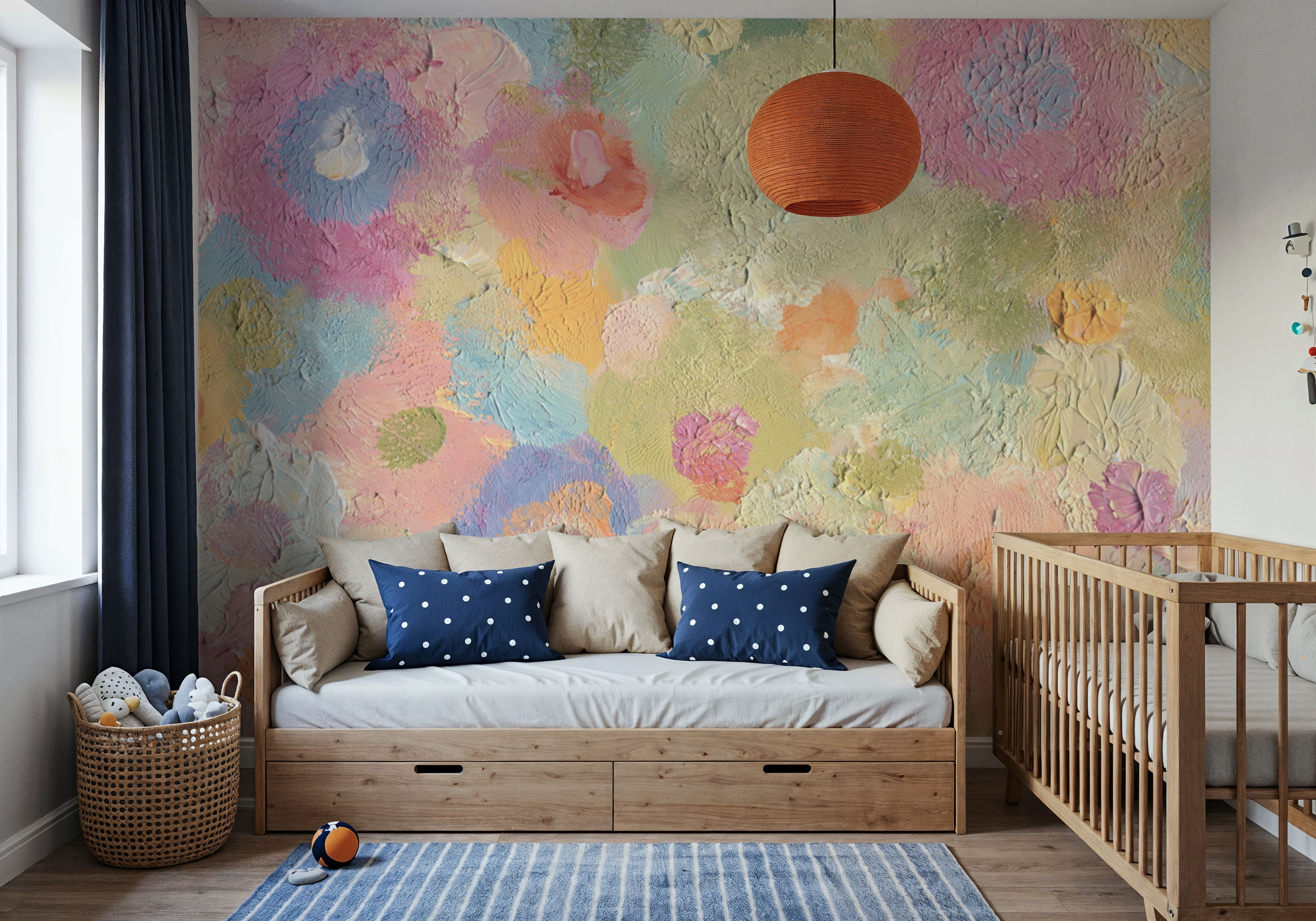 Happy Oil Painted Flowers, Warm Pink