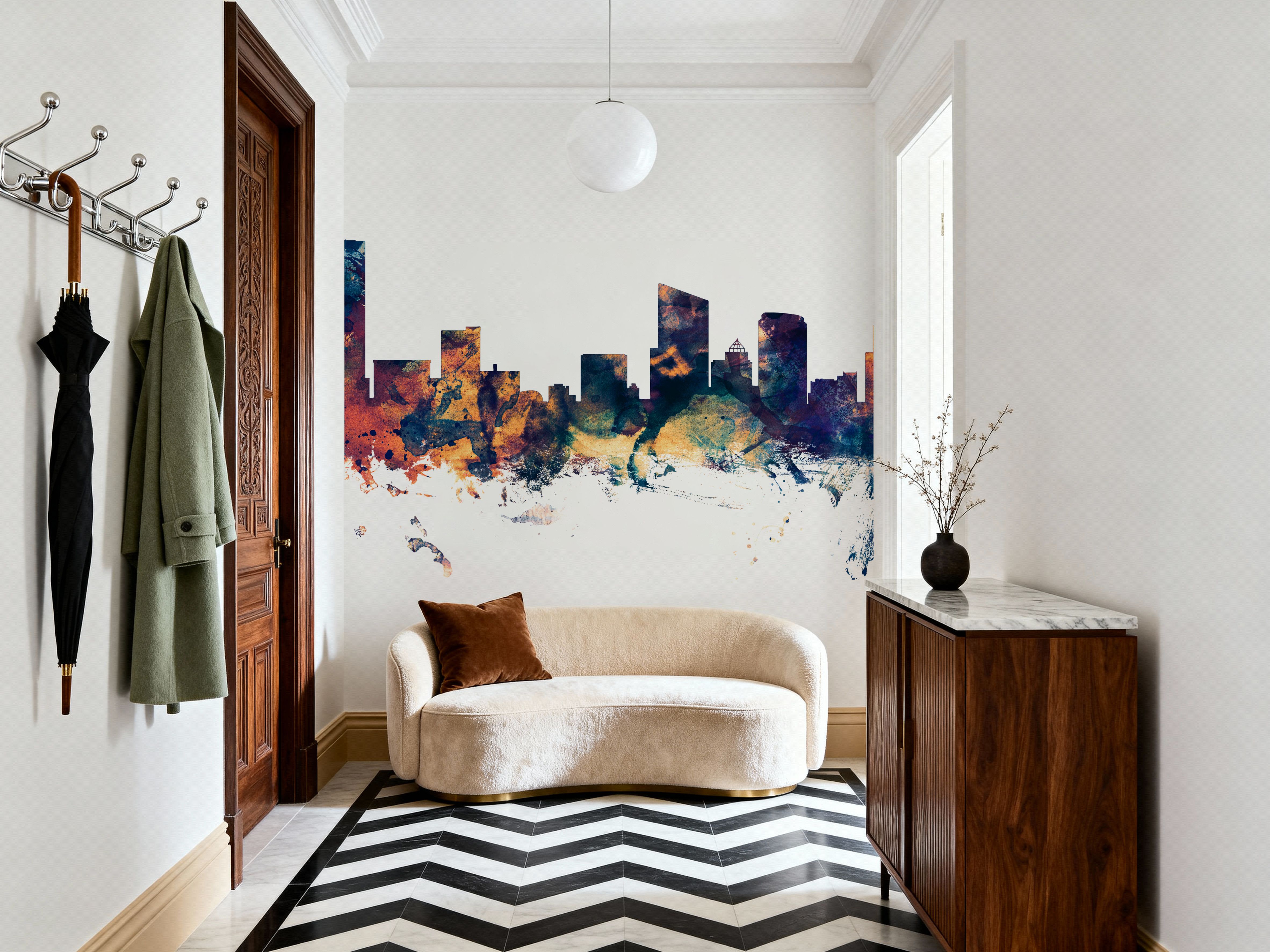 Grand Rapids Michigan Skyline Blue & Bronze