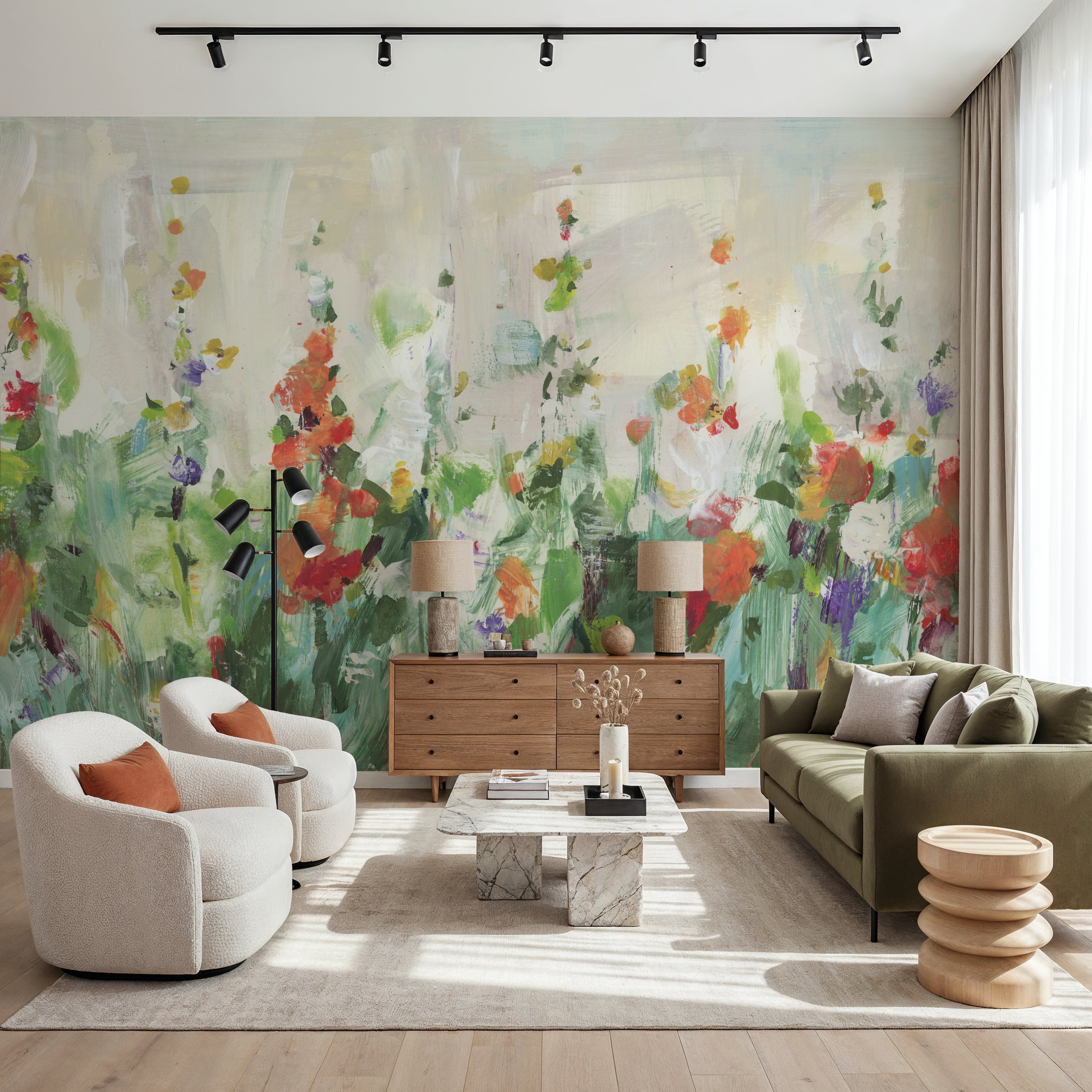 Row of Bright Flowers