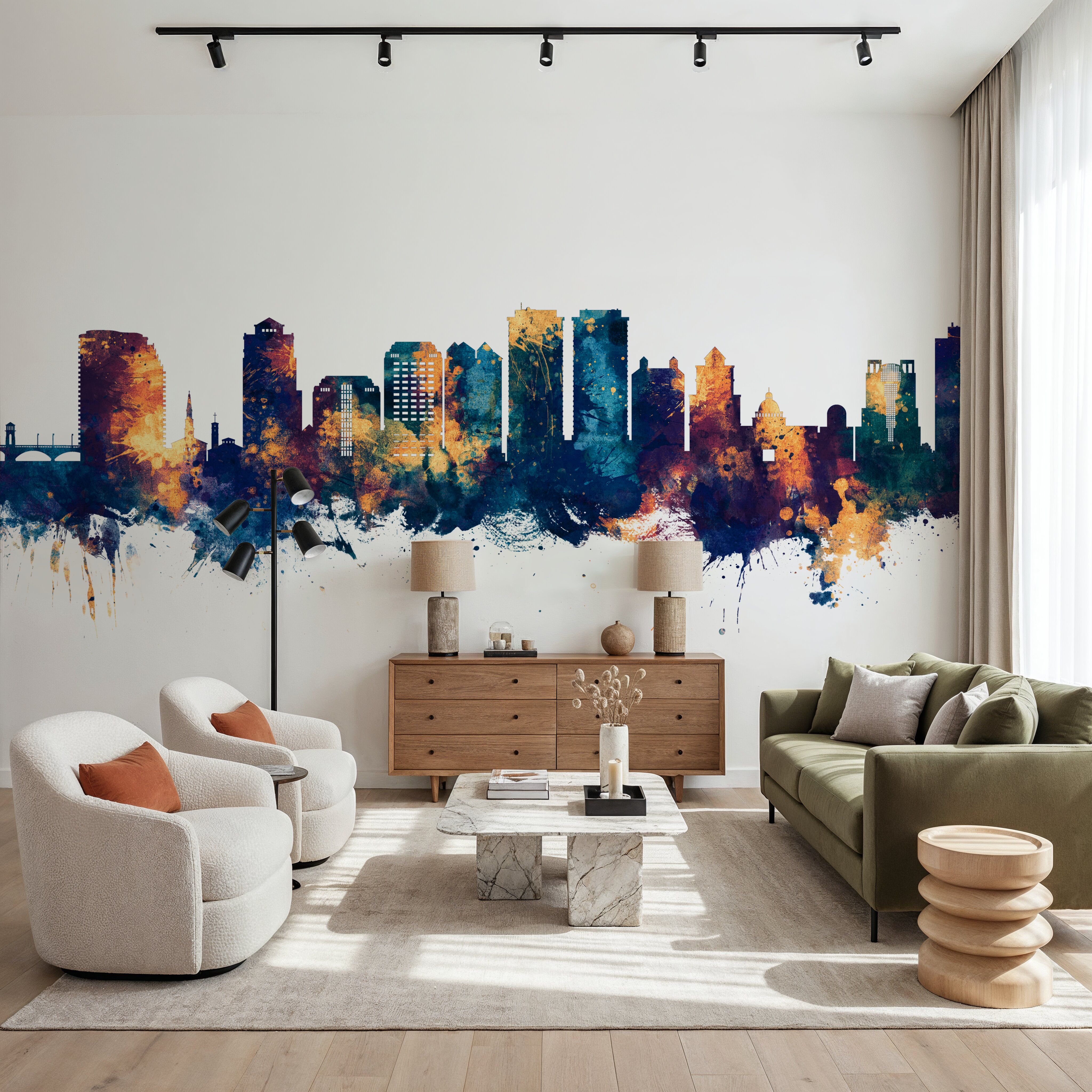 West Palm Beach Florida Skyline Blue & Bronze