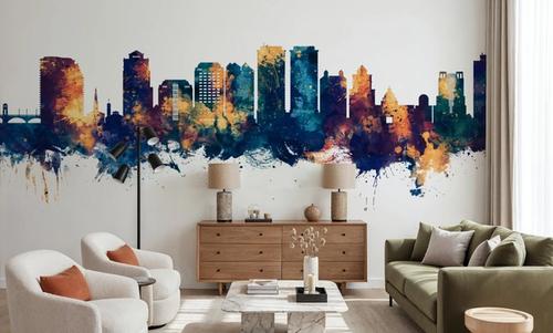 West Palm Beach Florida Skyline Blue & Bronze