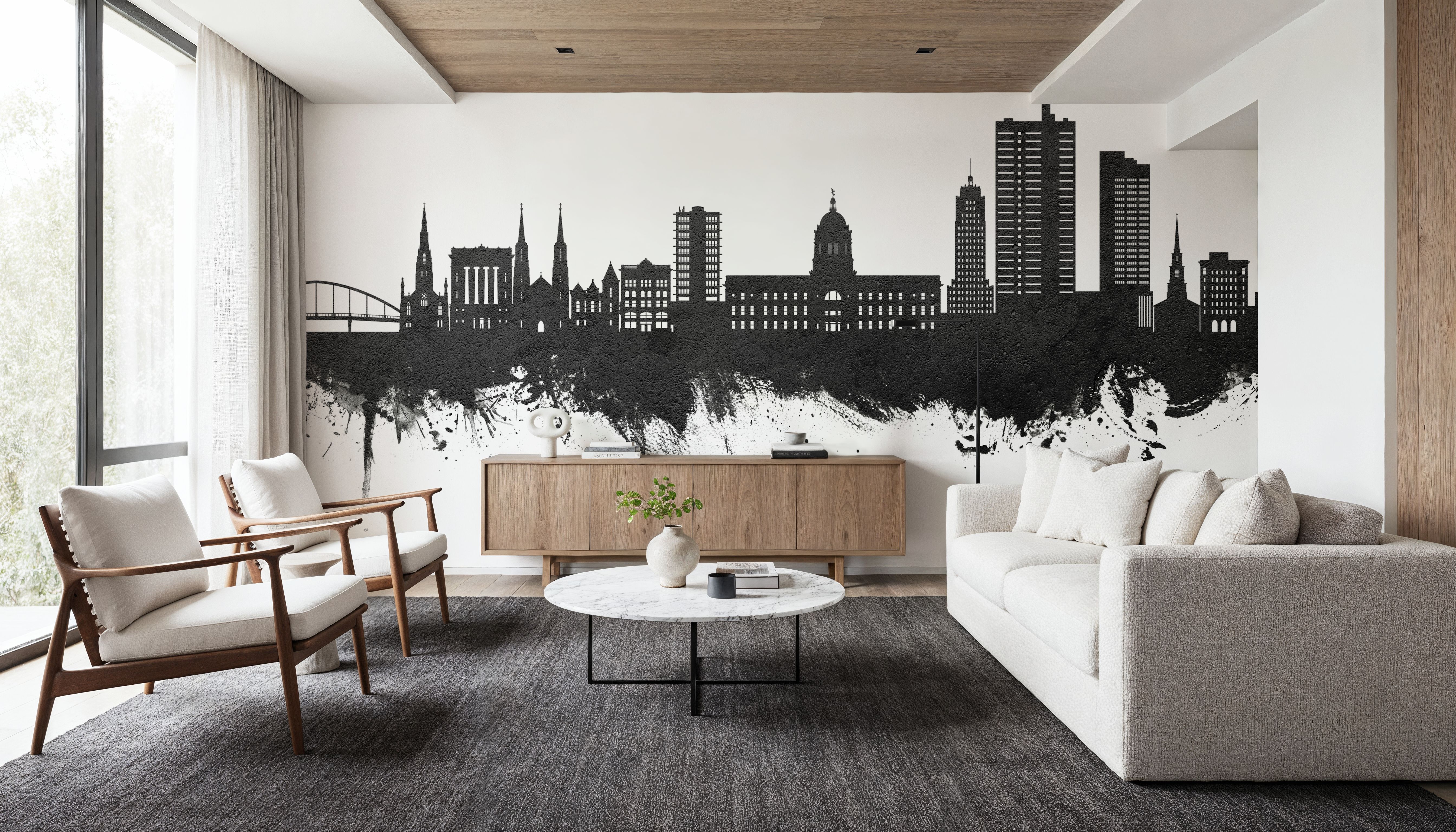 Fort Wayne Indiana Skyline Black & White