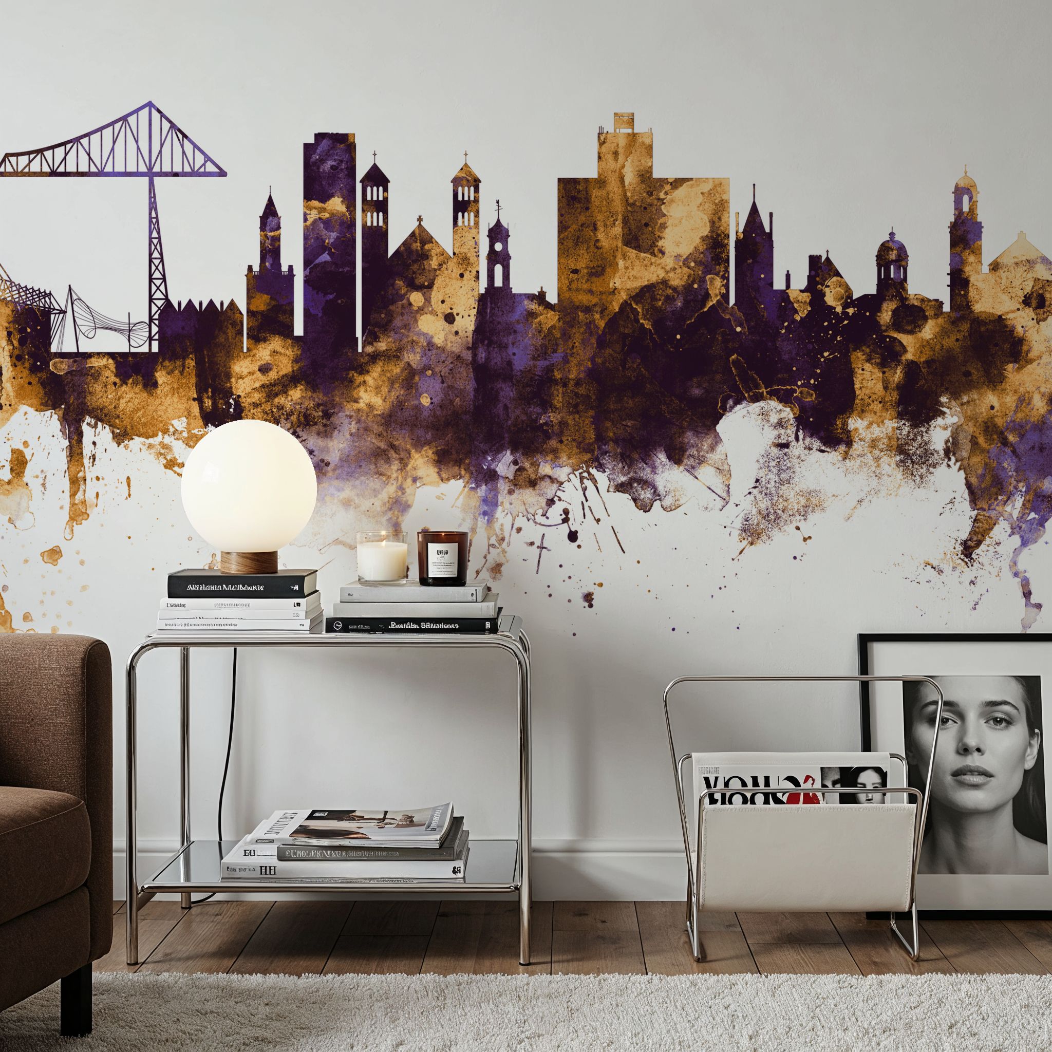 Middlesbrough England Skyline Purple & Gold