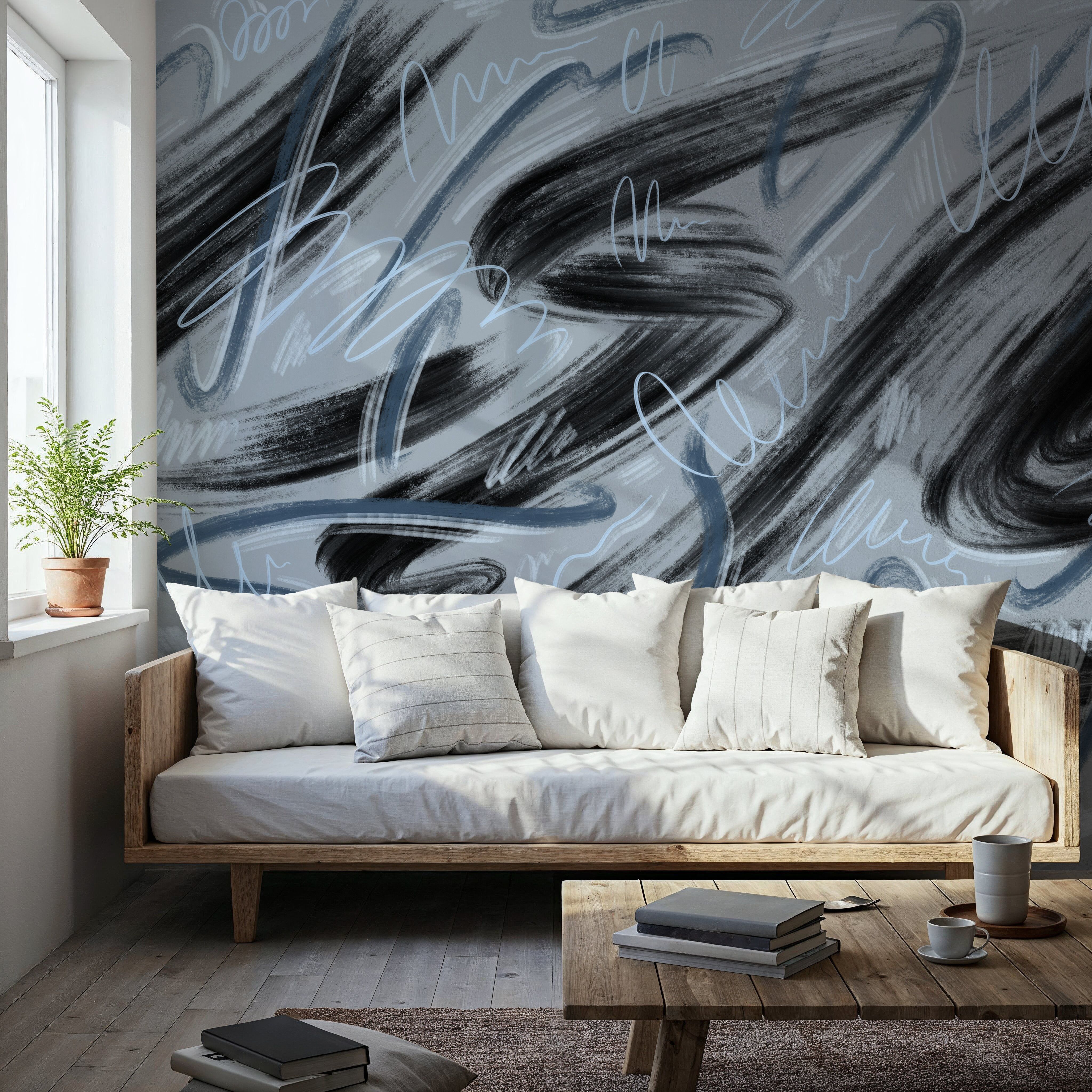 Scribble Flow, Denim Blue