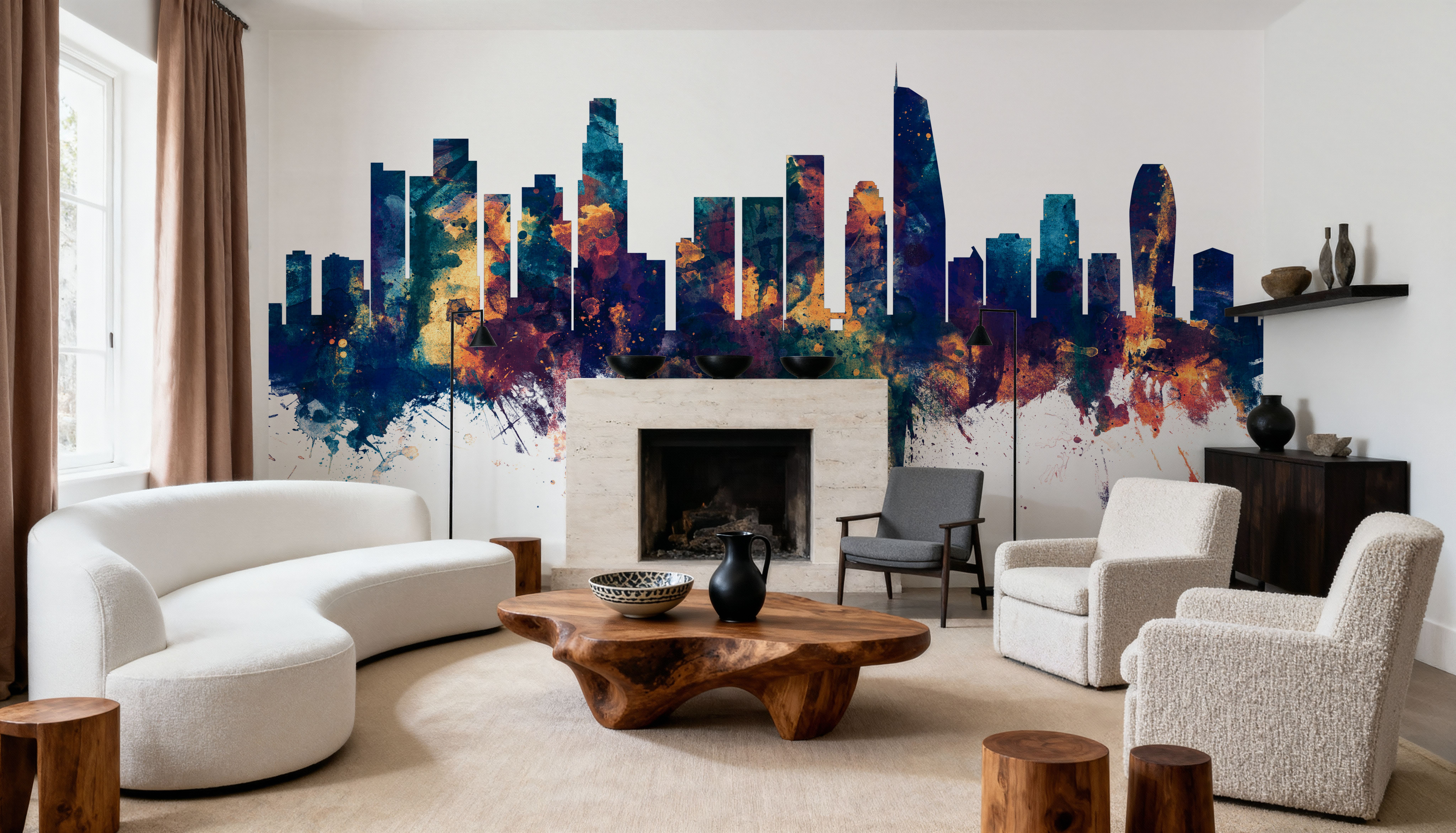 Los Angeles Skyline Blue & Bronze