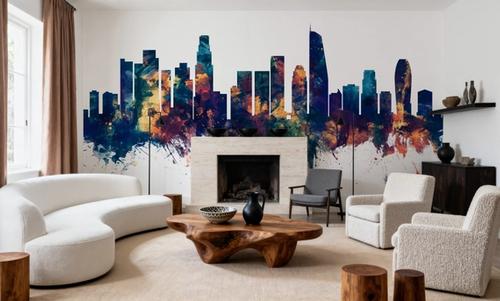 Los Angeles Skyline Blue & Bronze