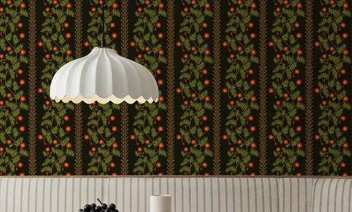 Marigold Stripes, Vermilion on Black