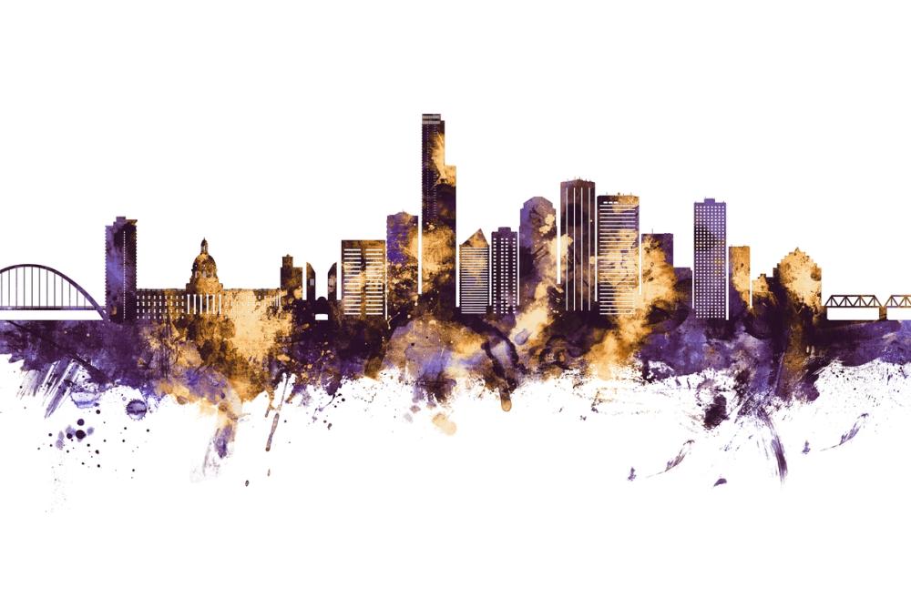 Edmonton Canada Skyline Purple & Gold