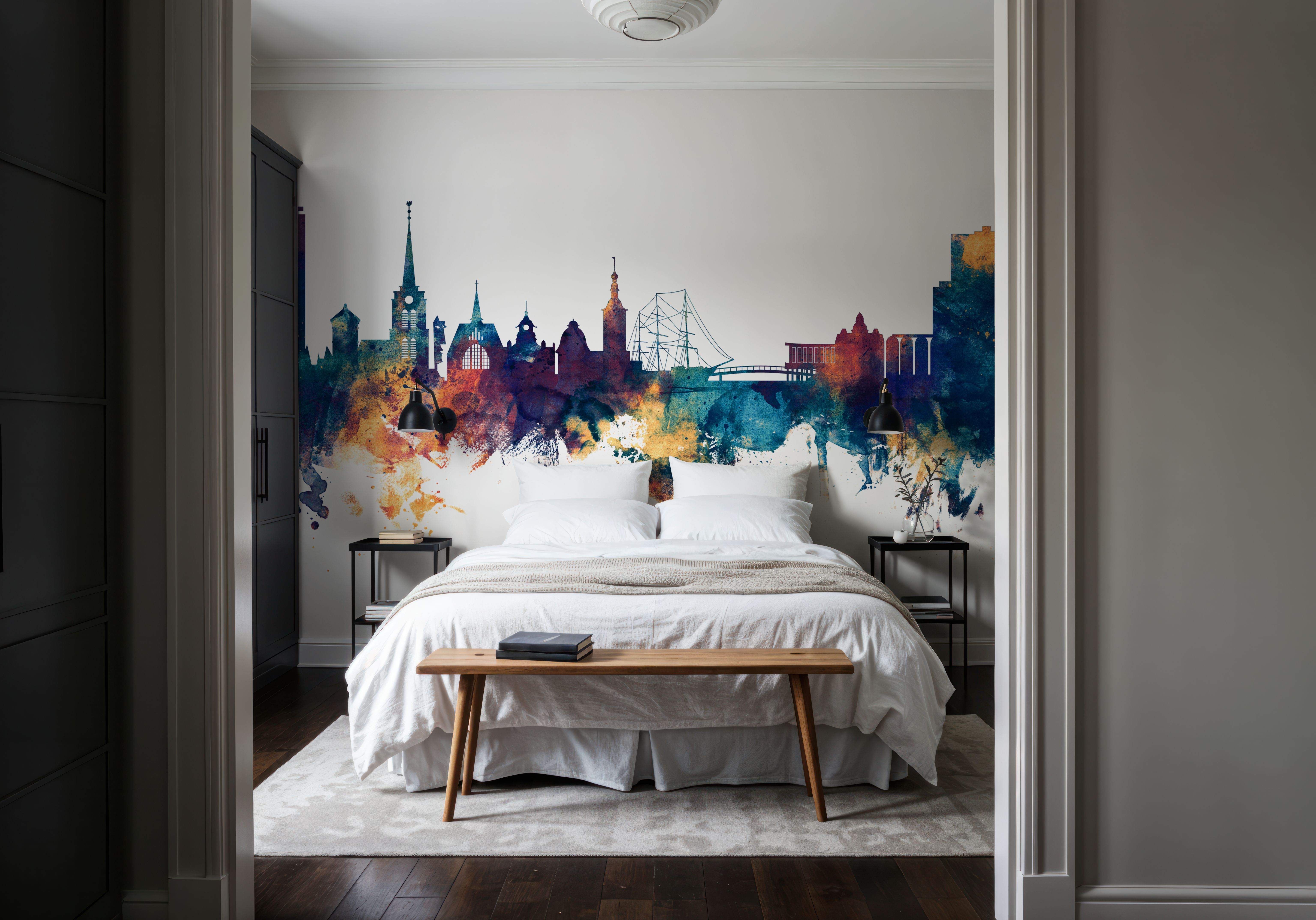 Halmstad Sweden Skyline Blue & Bronze