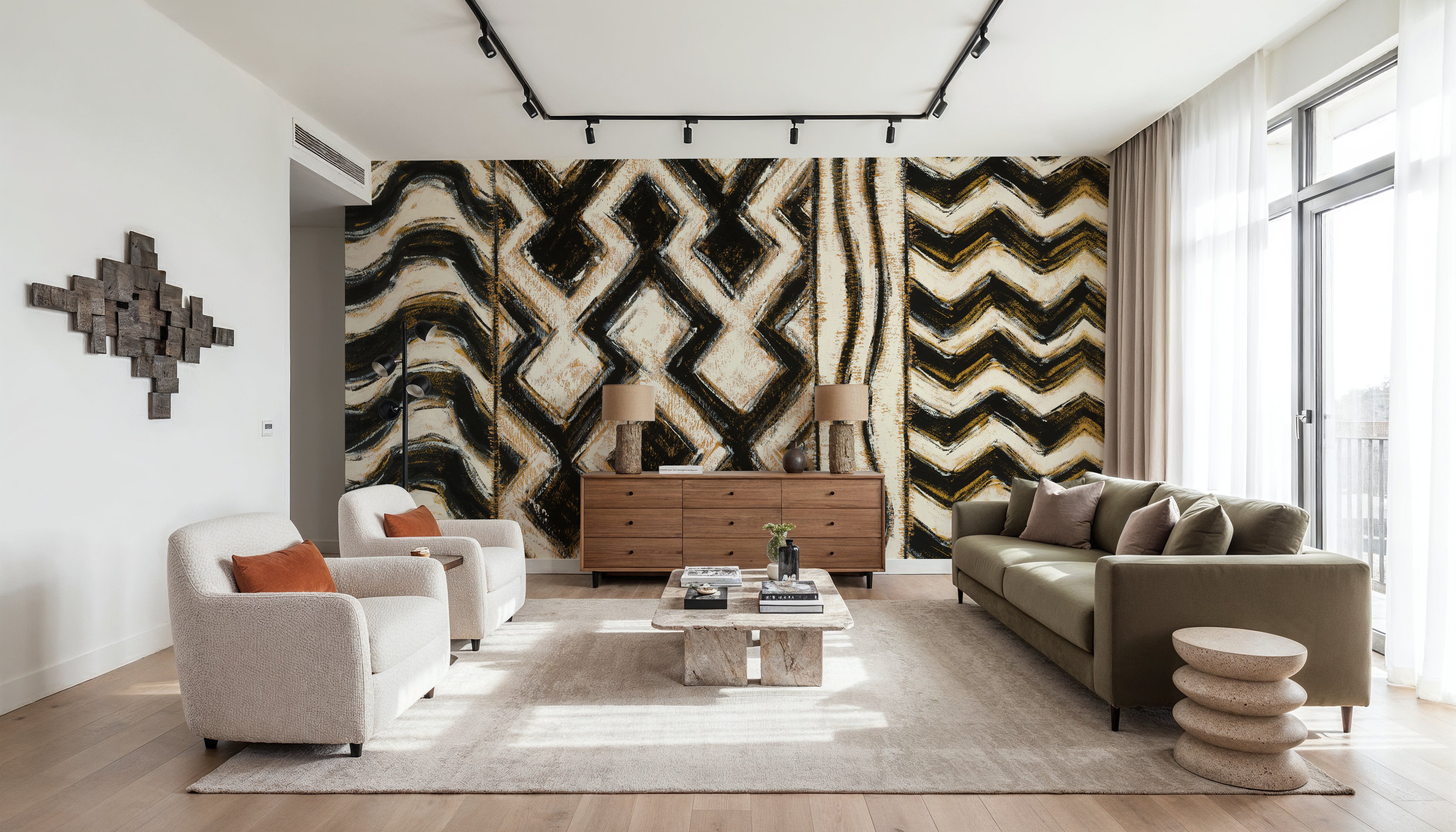 Black and Gold Geometric VII