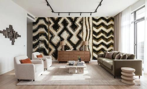 Black and Gold Geometric VII