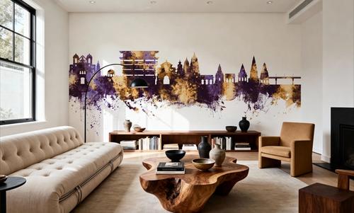 Pandharpur India Skyline Purple & Gold