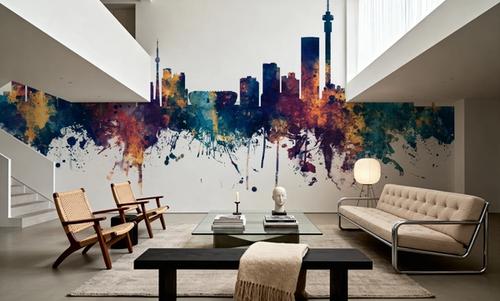 Johannesburg South Africa Skyline Blue & Bronze