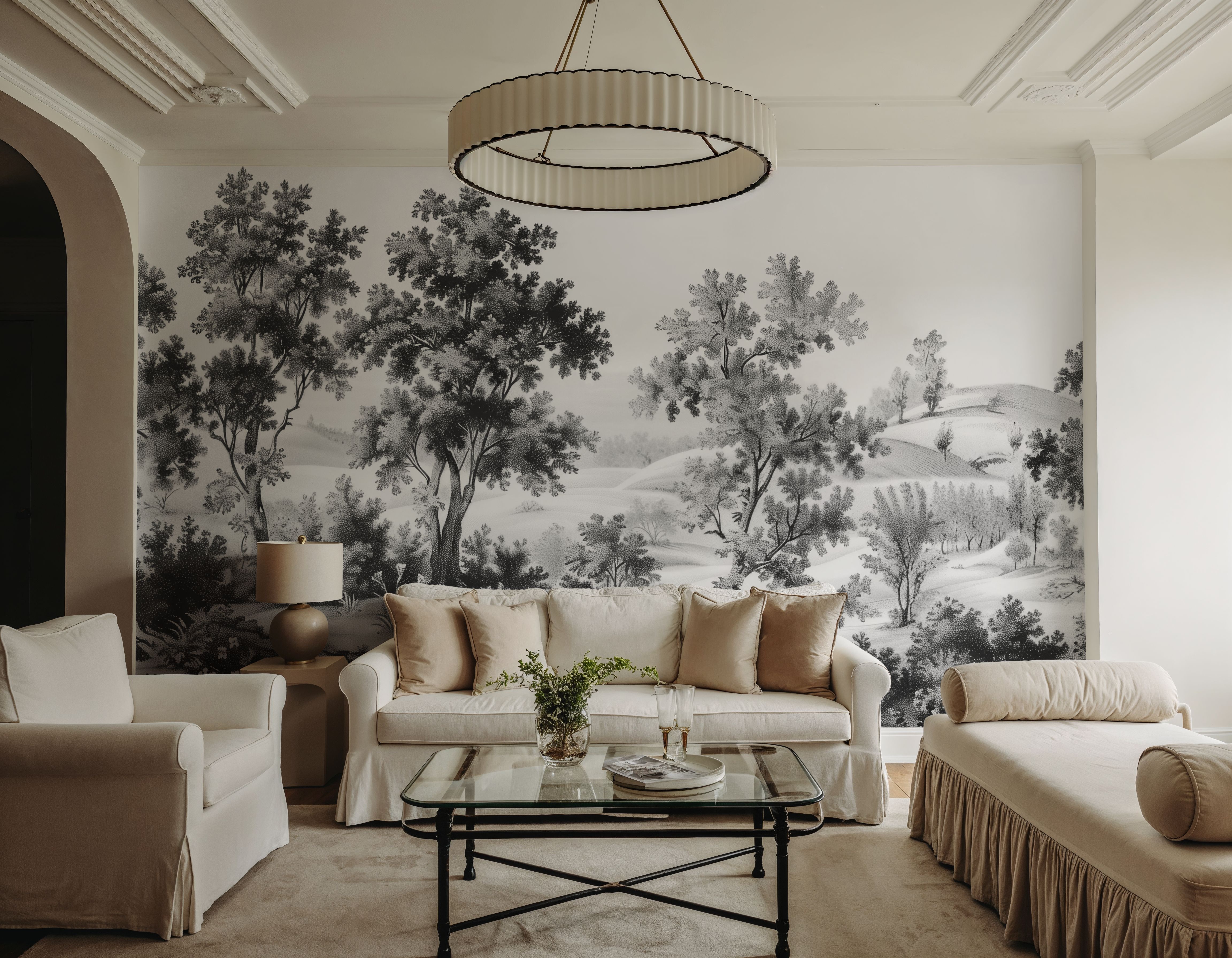 Pastoral Toile, Black & White