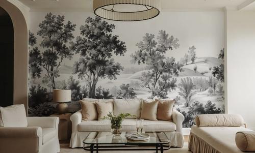 Pastoral Toile, Black & White