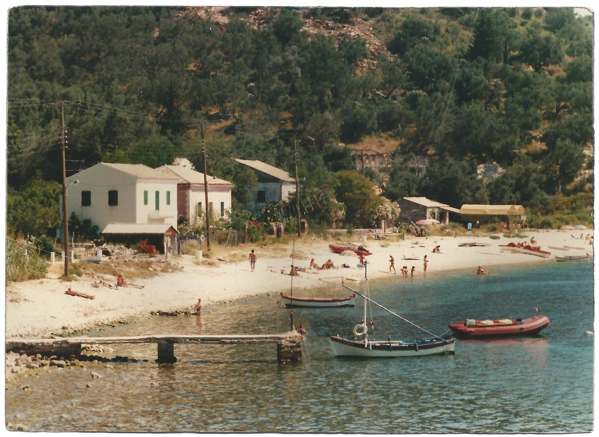 Vintage photograph of the bay of Kalami in Corfu July 1985