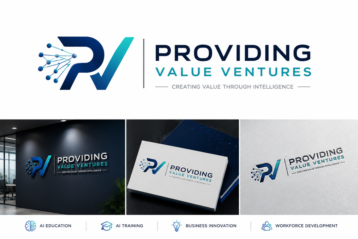 Providing Value Ventures logo representing AI education, AI training, business innovation, and workforce development.