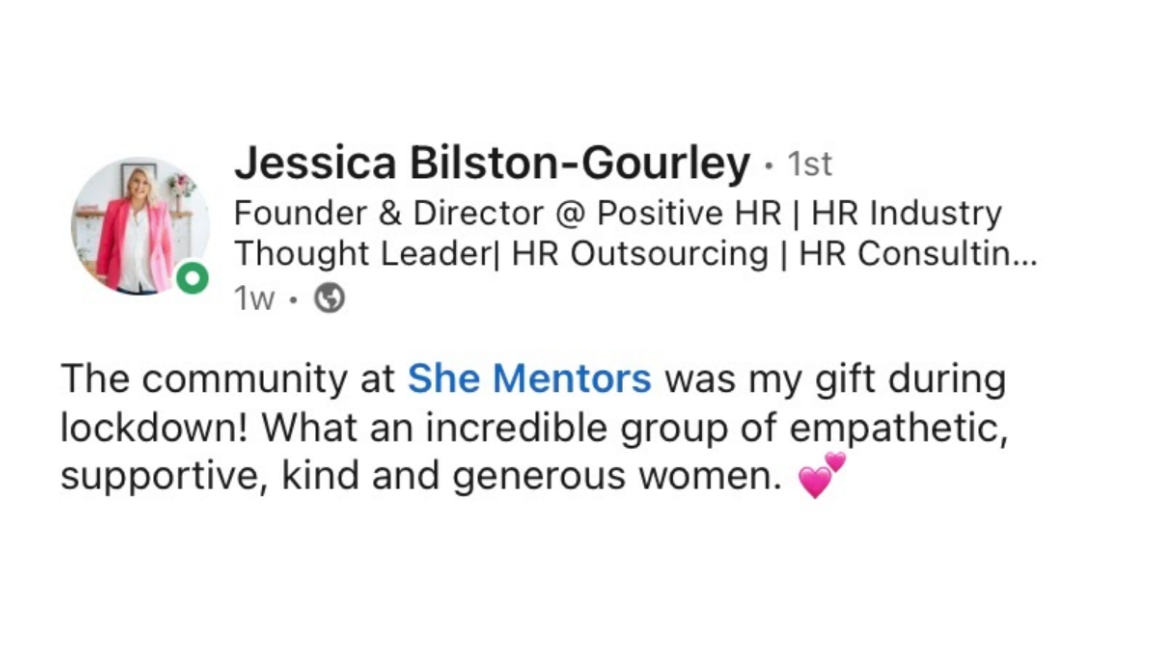 She Mentors Review & Testimonials  - The Mentor Hour - Image - Mentoring - Jess Bilston
