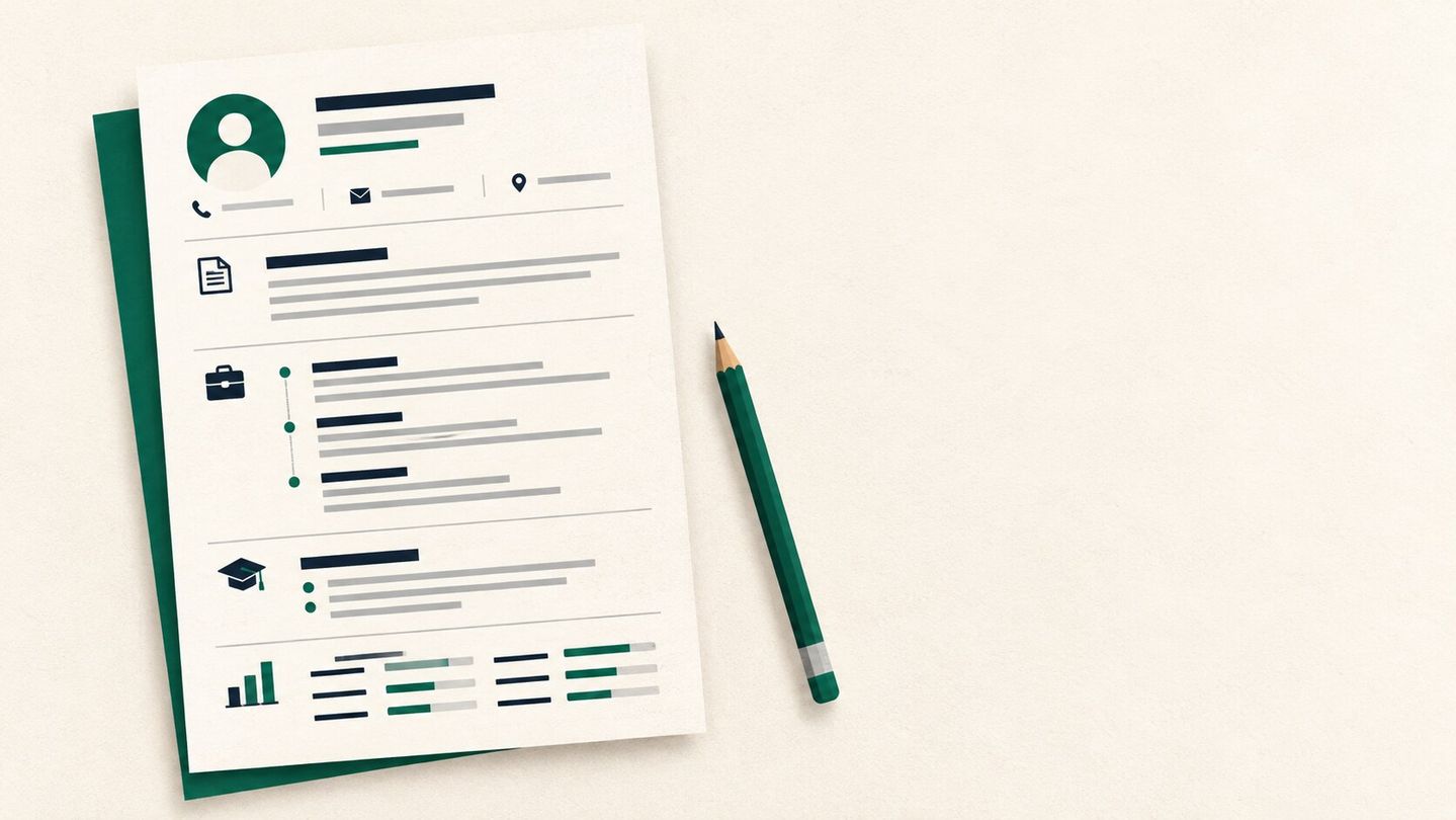 Minimal illustration of an anonymous CV page and pencil