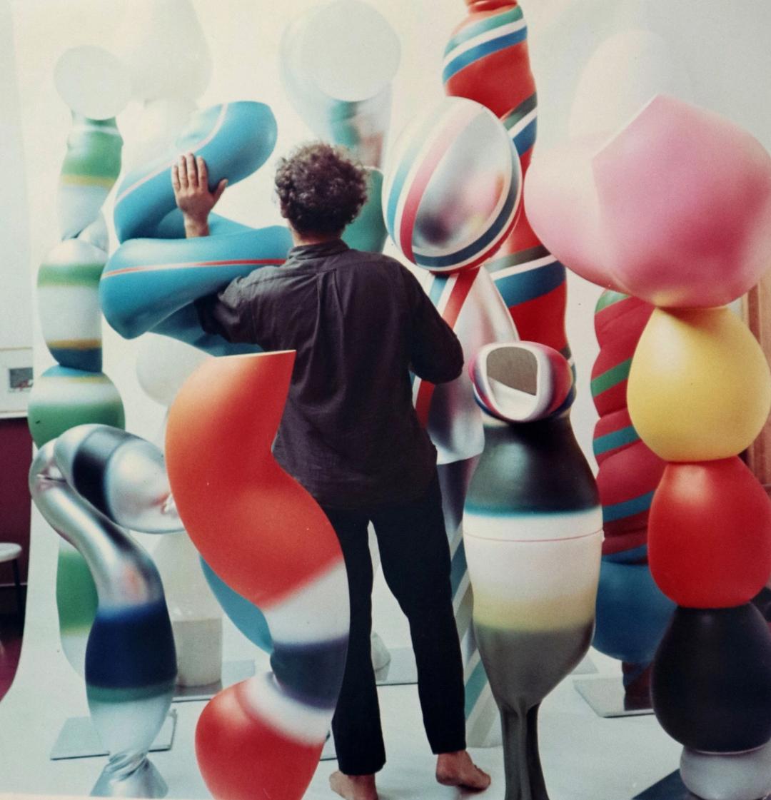 Stafan Knapp with Organic sculptures, 1965