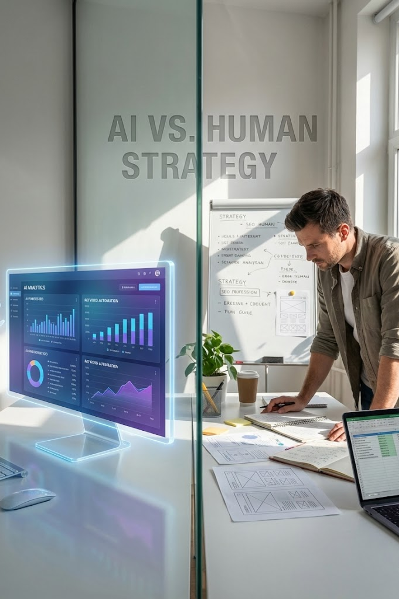 AI vs traditional SEO comparison showing digital marketing strategy — SEO consultant from a best SEO agency providing SEO services and affordable SEO packages