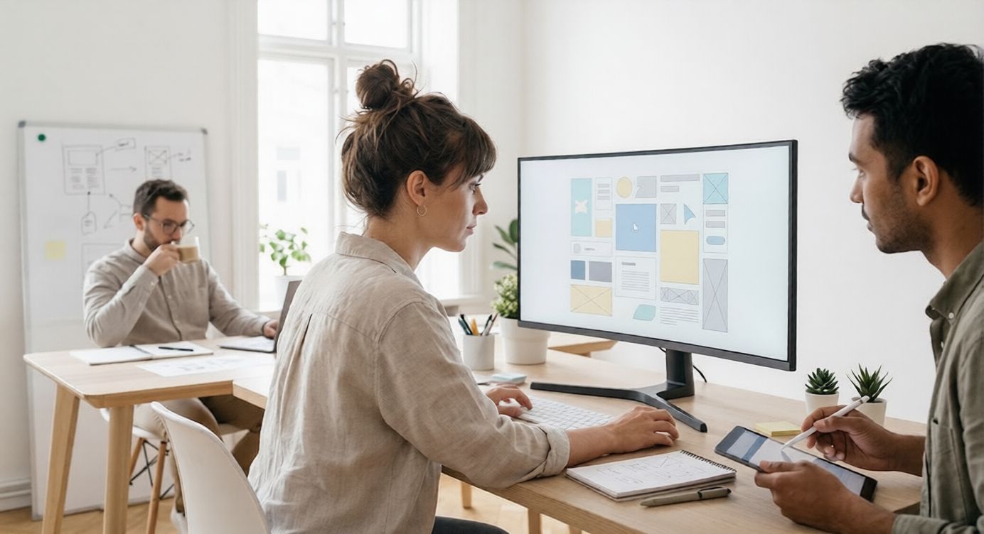 Professional web designers crafting modern, responsive websites with user-focused layouts and seamless interface experiences.