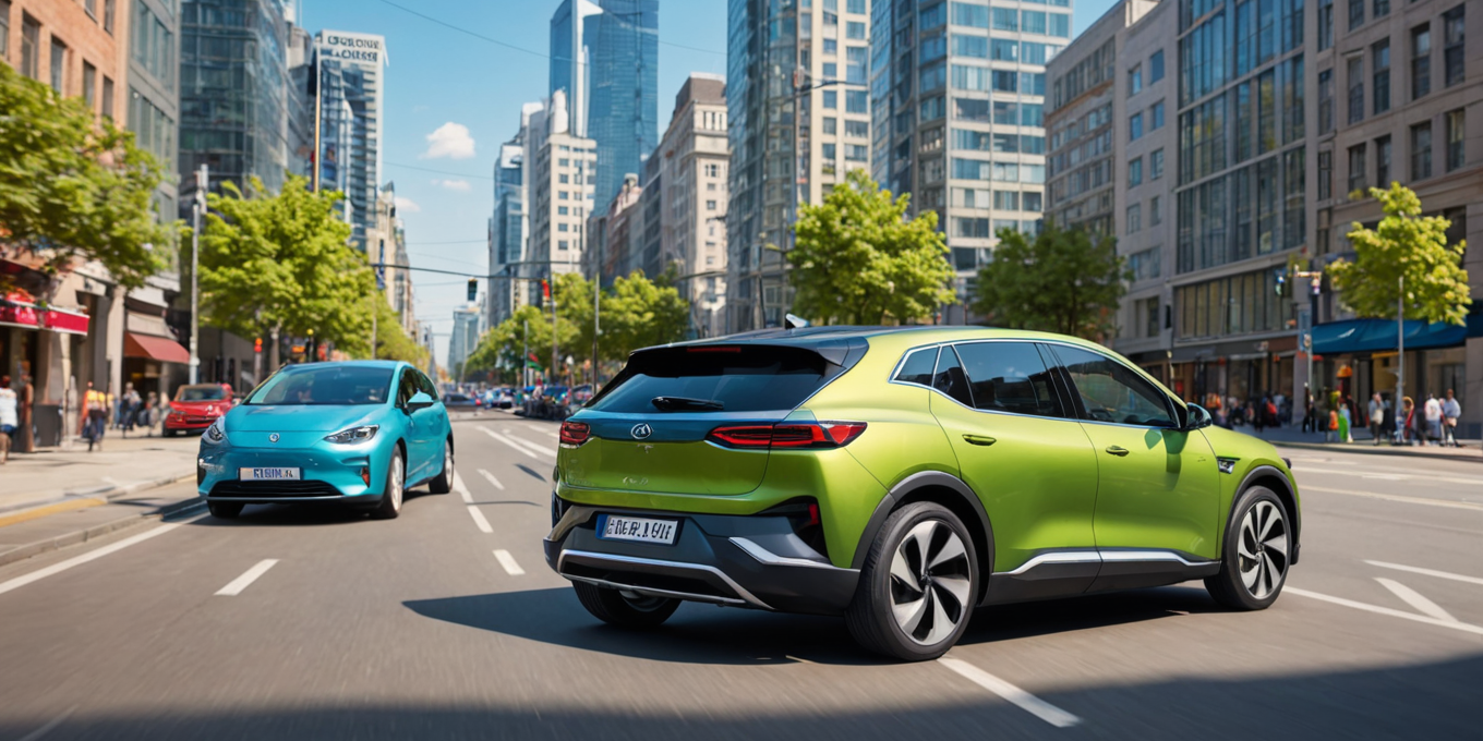 a green car doing a u turn