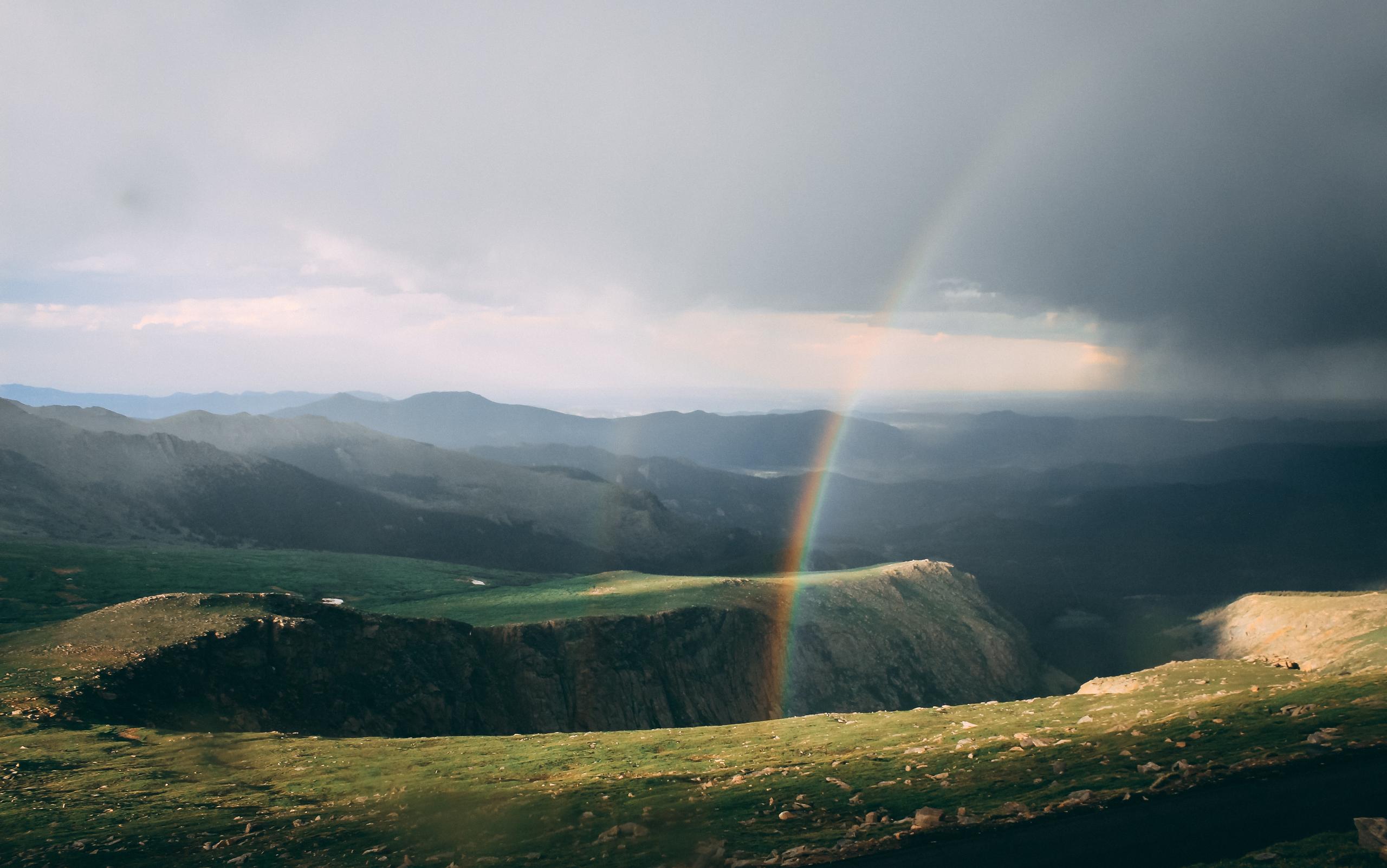 Rainbow in valley of Mount Evans, Idaho Springs by David Barajas