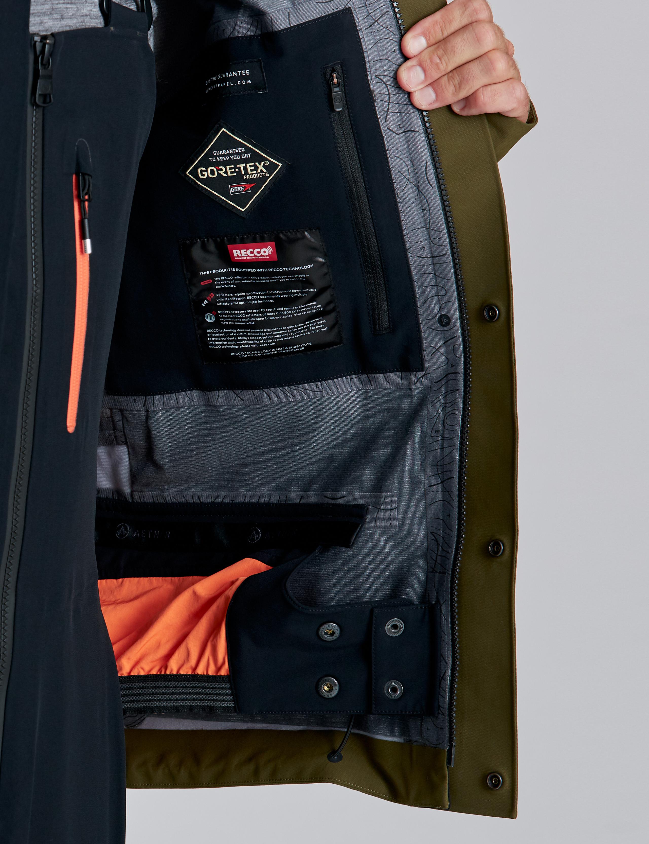 Closeup view of Stealth Snow Jacket interior