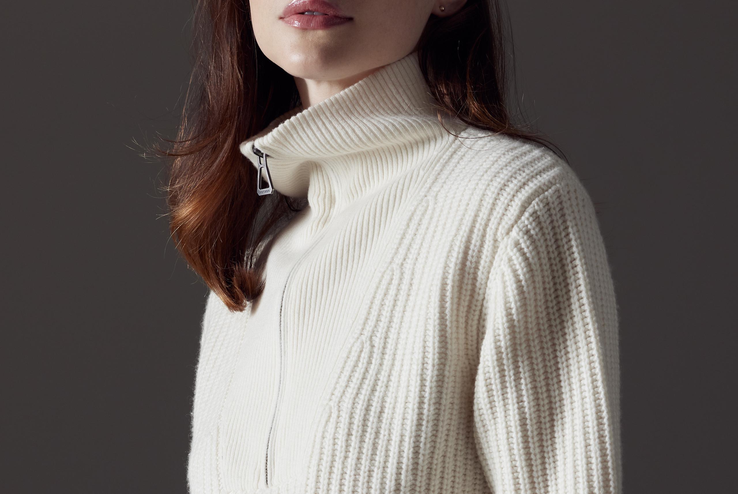 Woman wearing Davis Half-Zip Sweater.