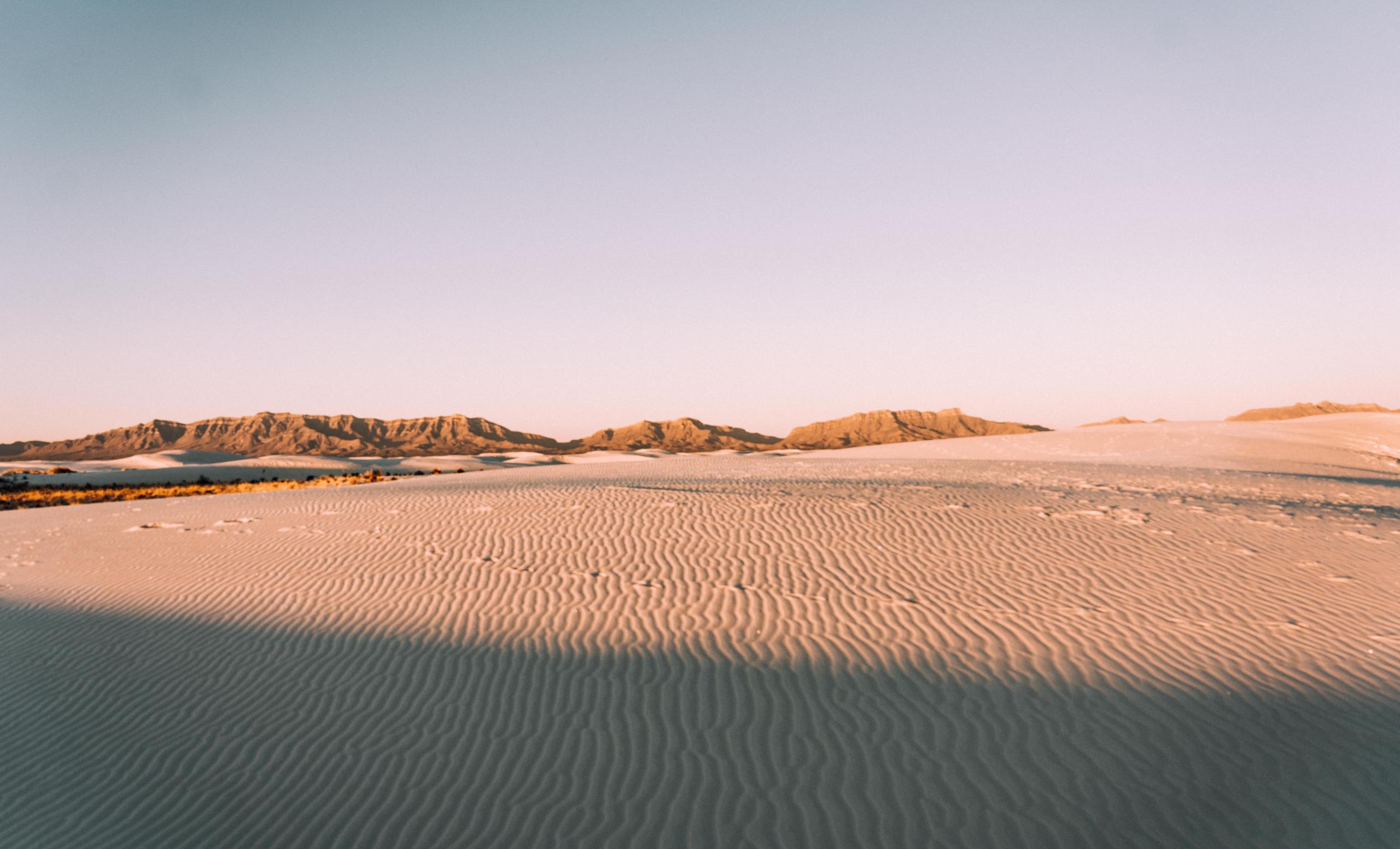 Sunset landscape of White Sands National Park