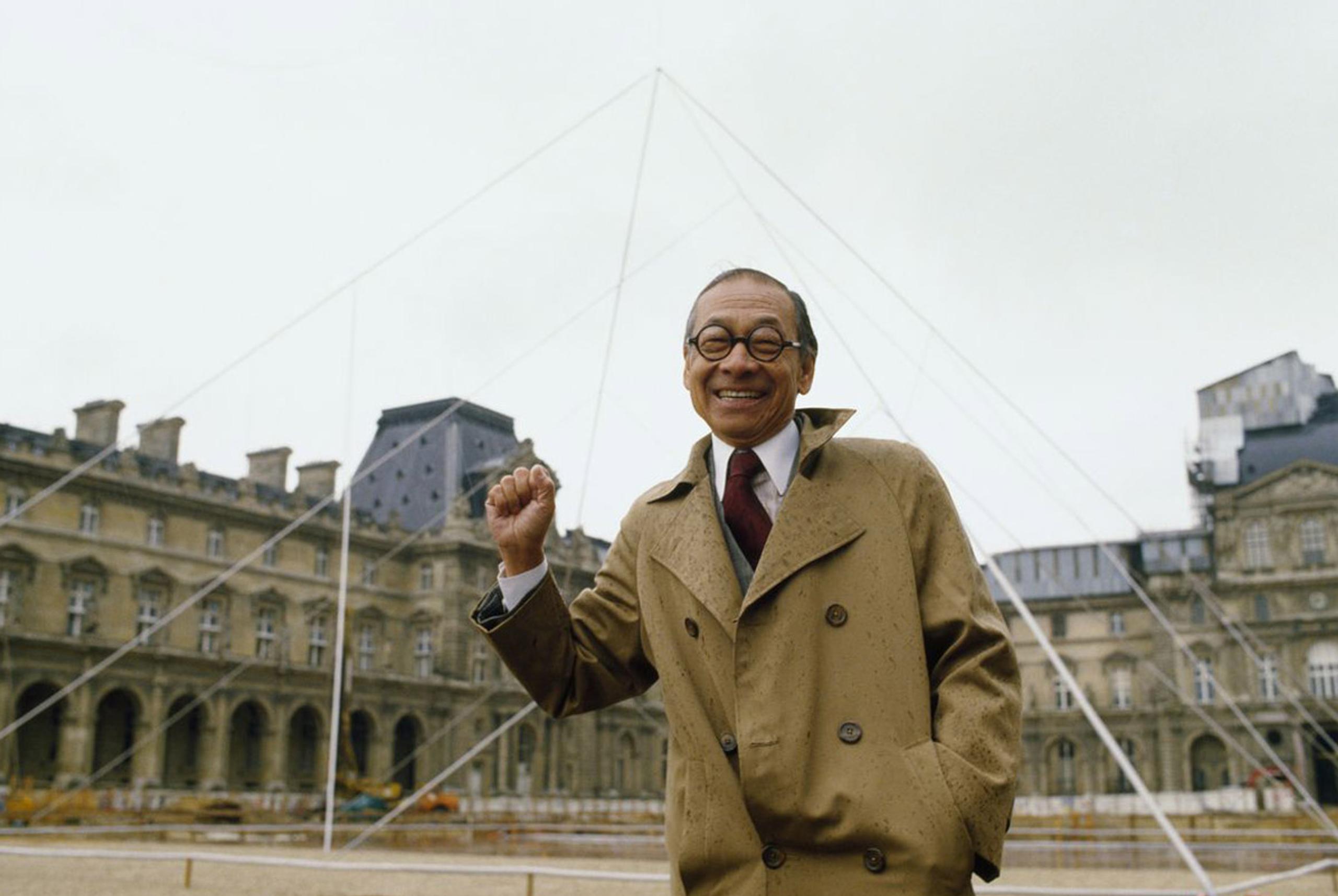 architect I.M. Pei in front of modern structure