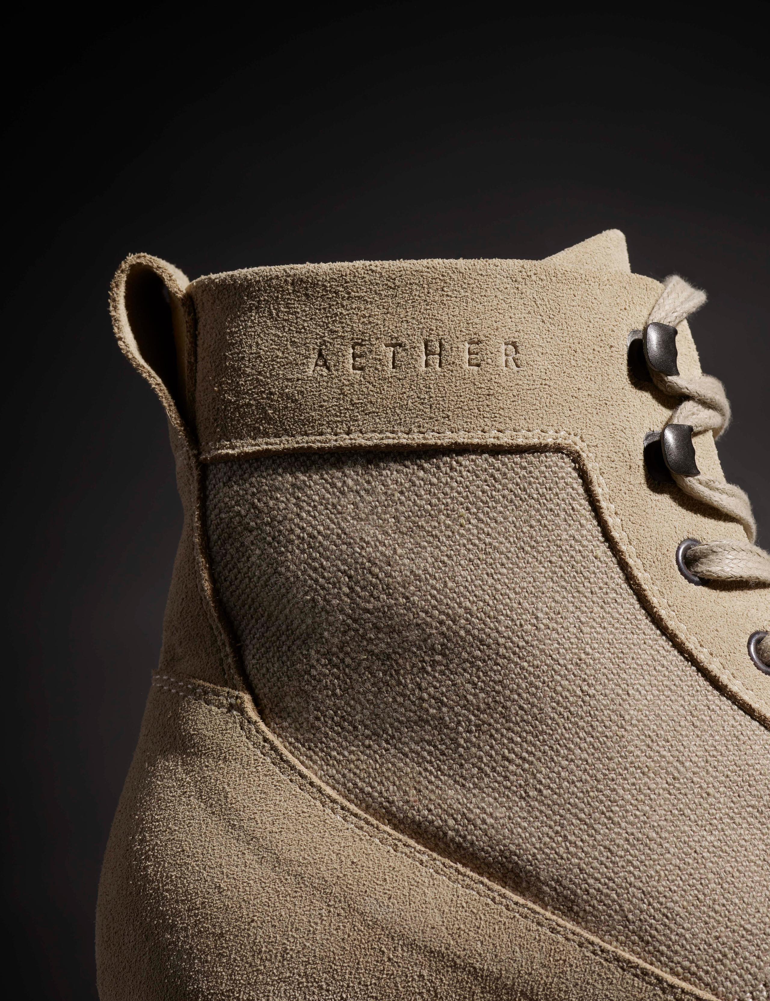 Profile view of Ojai Boot showing canvas and suede upper
