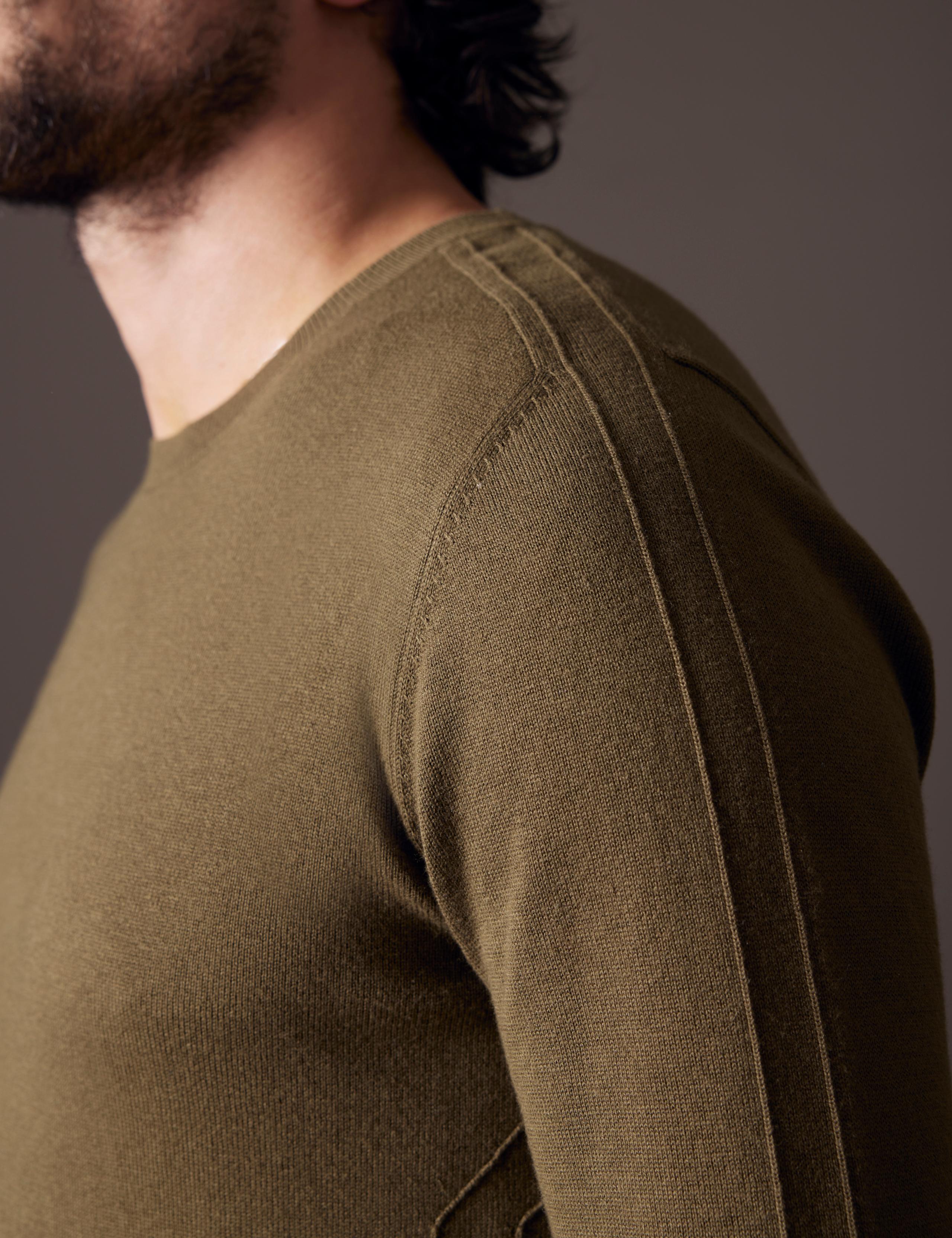Closeup view of Irving Sweater shoulder detail