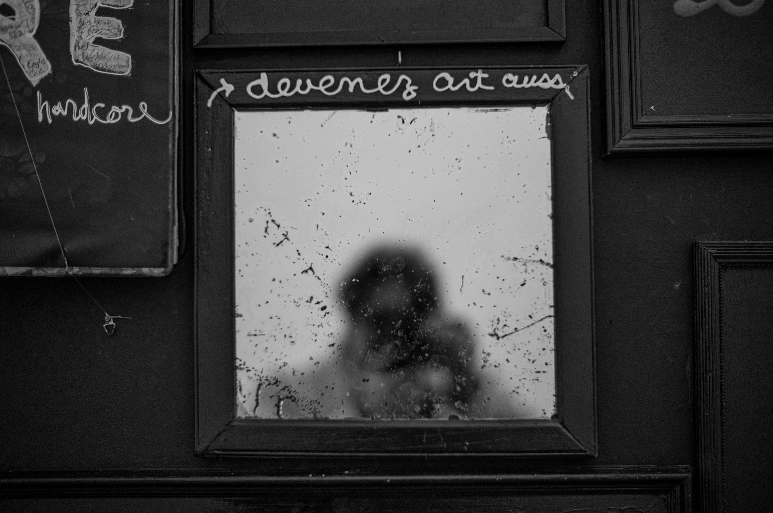 Mathieu Bitton blurry self portrait in mirror on Paris street