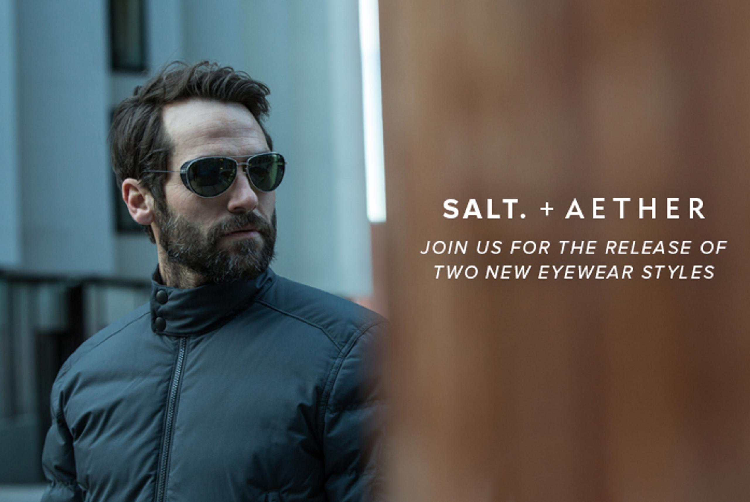 man wearing Salt and AETHER collaboration of sunglasses