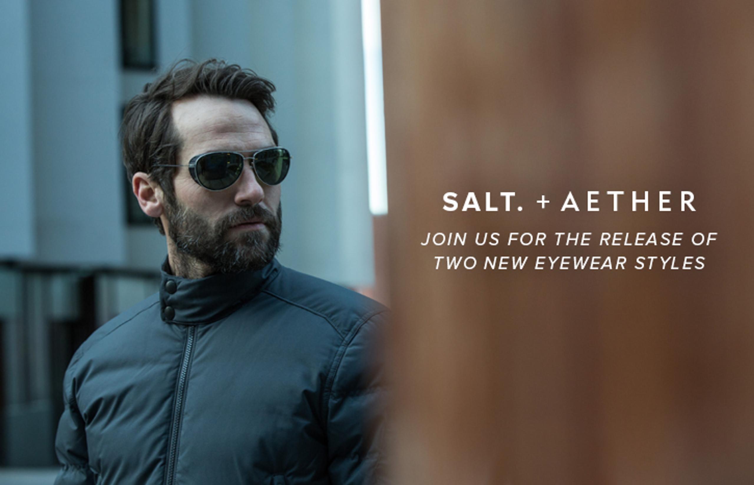 man wearing Salt and AETHER collaboration of sunglasses