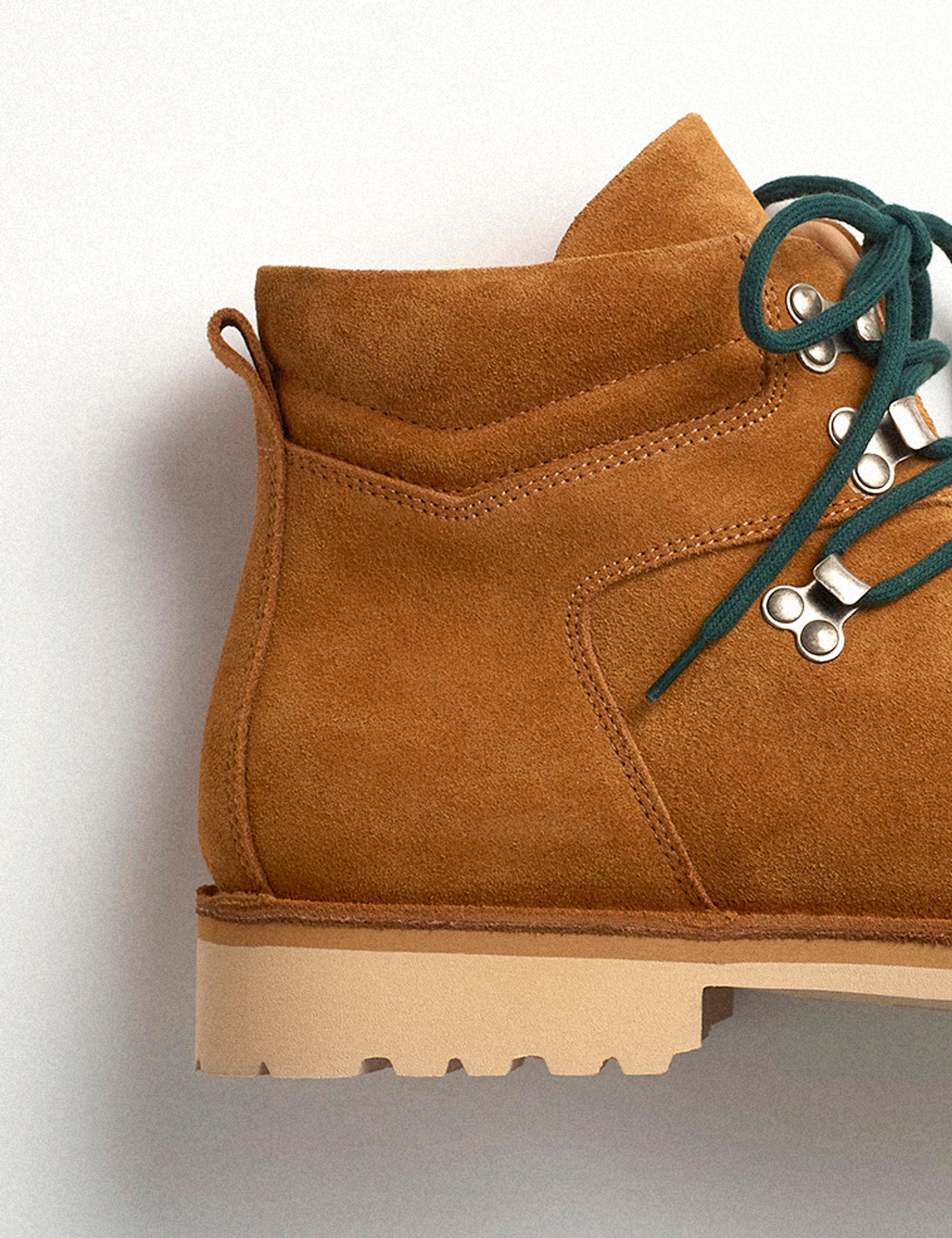 Closeup view of heel and suede upper of Dolomite Boot