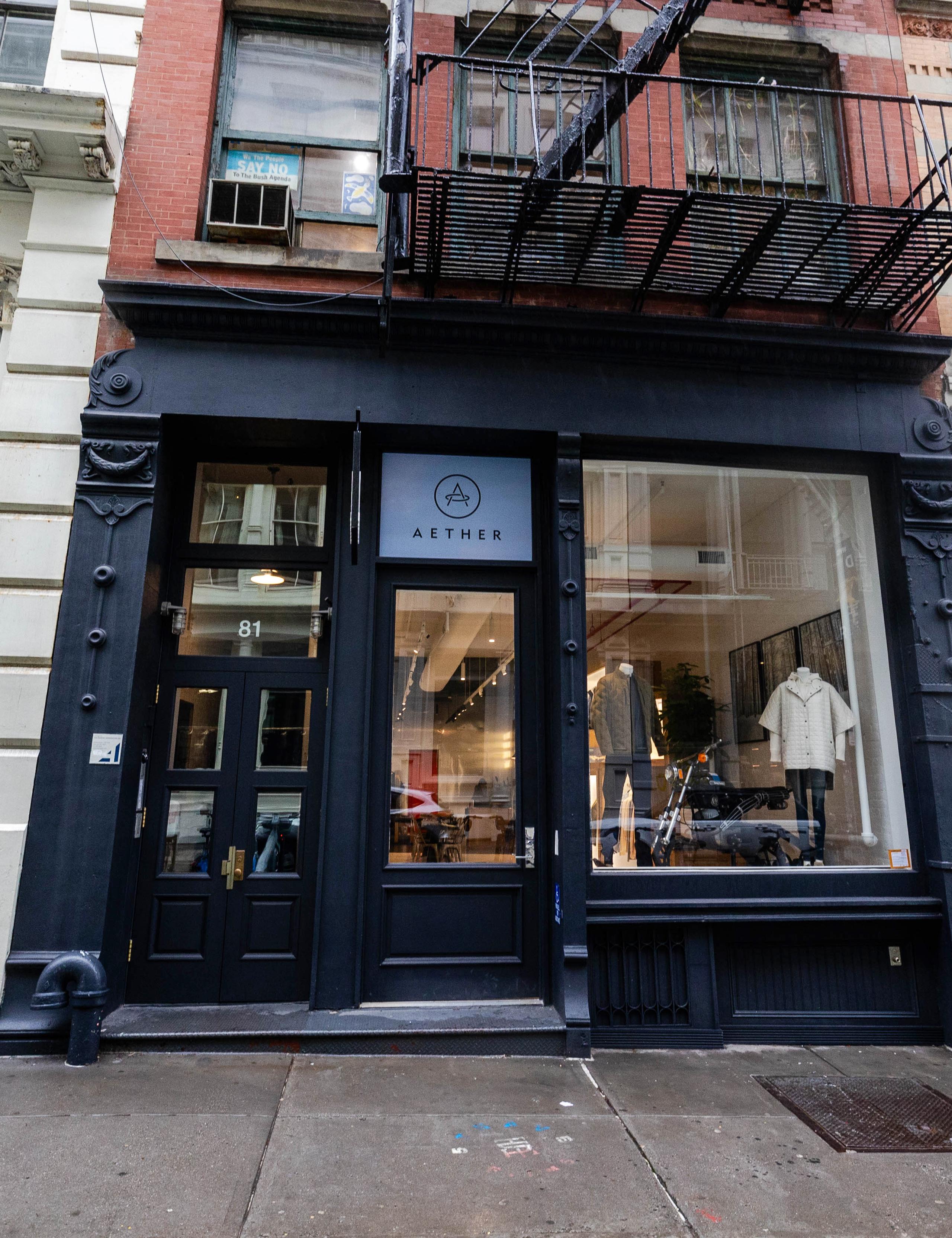 Front exterior of AETHER store on Grand Street in New York City