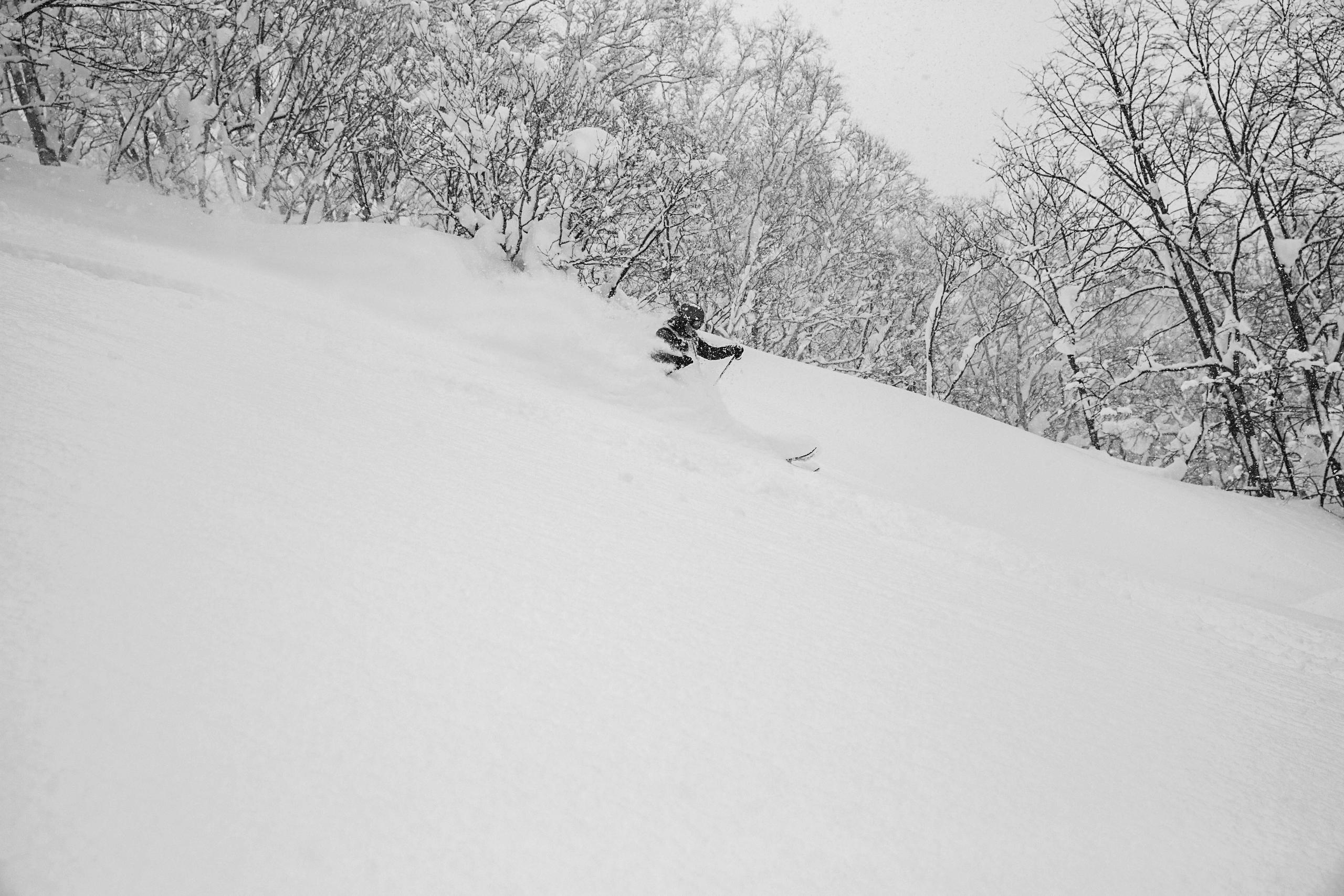 Man skiing in Hokkaido, Japan