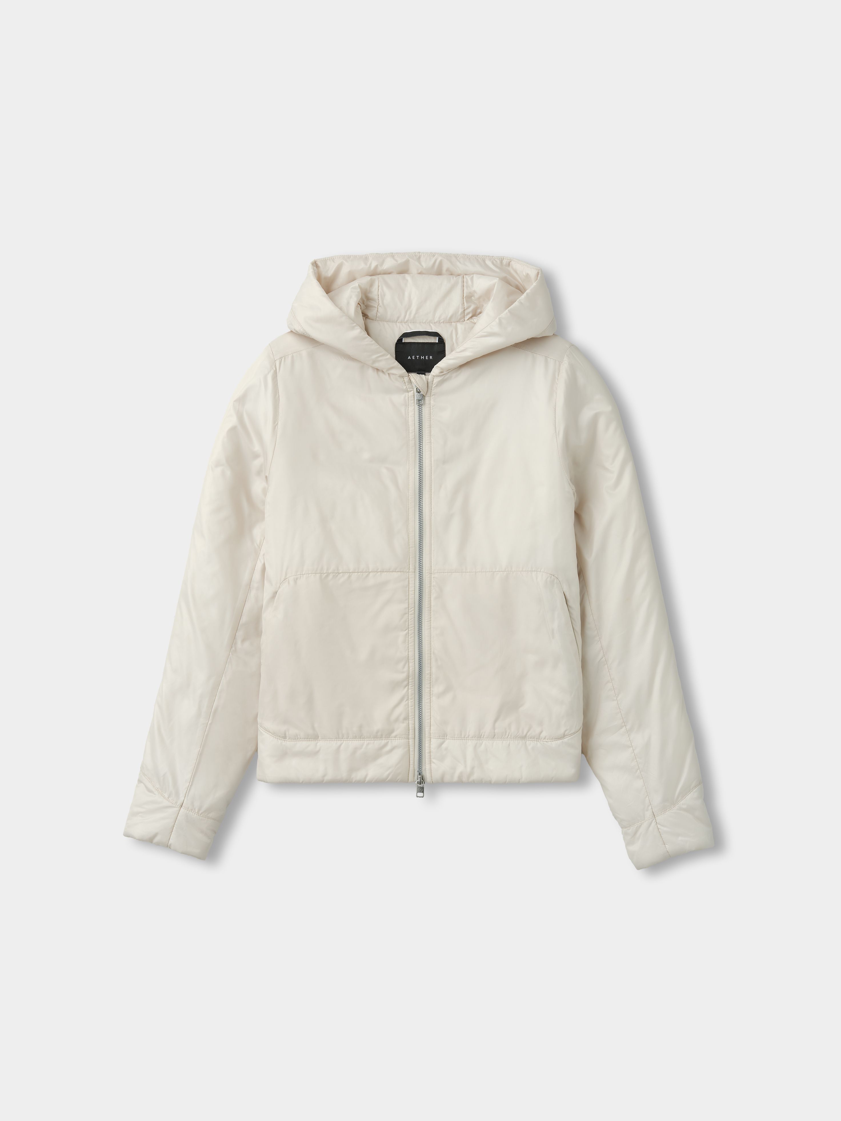 Flat lay of Celeste Eco Insulated Hoodie in Bone