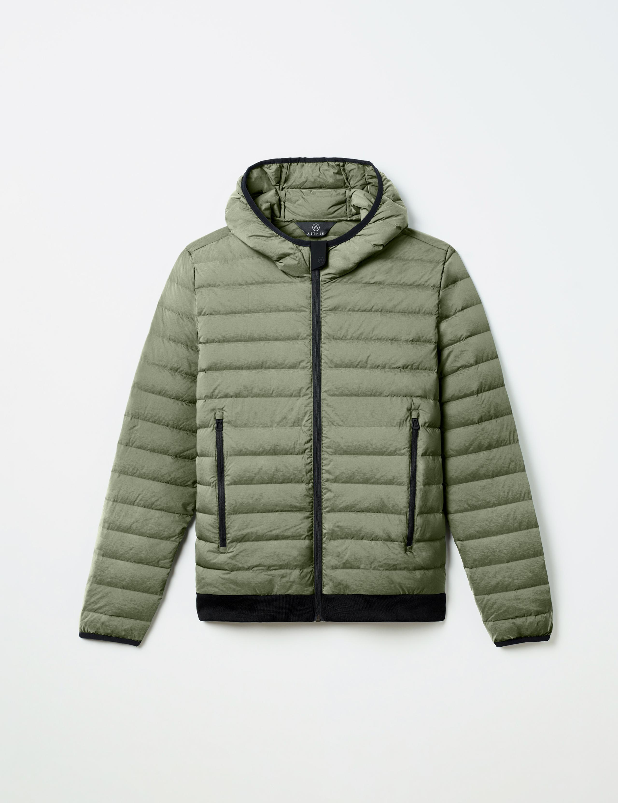 Studio laydown of Launch Full-Zip Hooded jacket in Fern Green