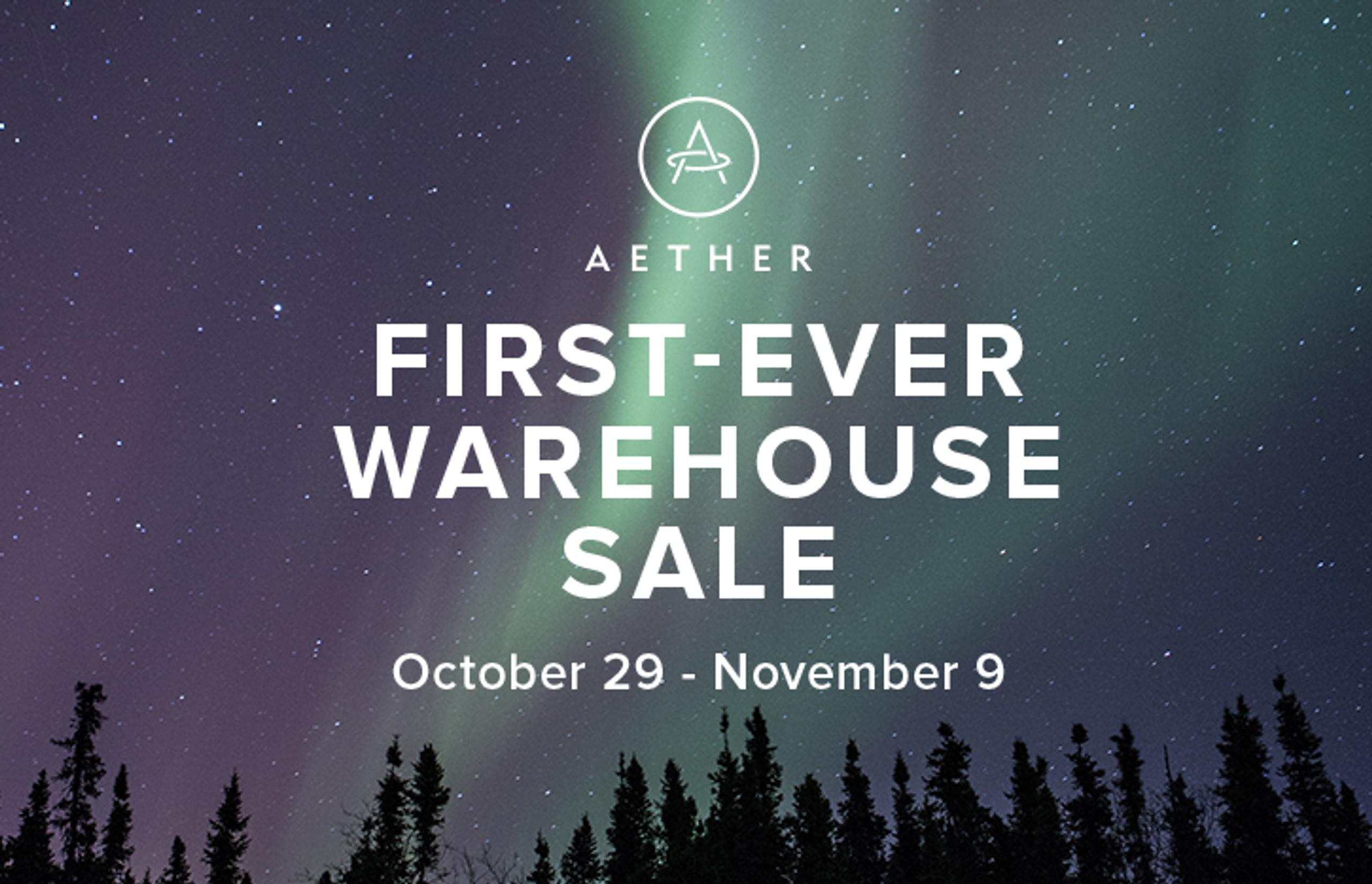 graphic reaading "first-ever warehouse sale"